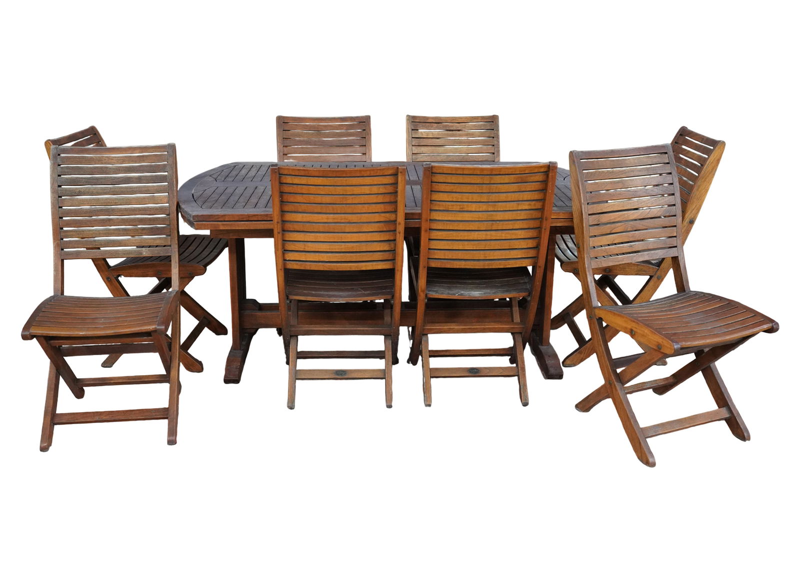 A Les Jardins Teak Patio Table and Eight Chairs (1 of 13)