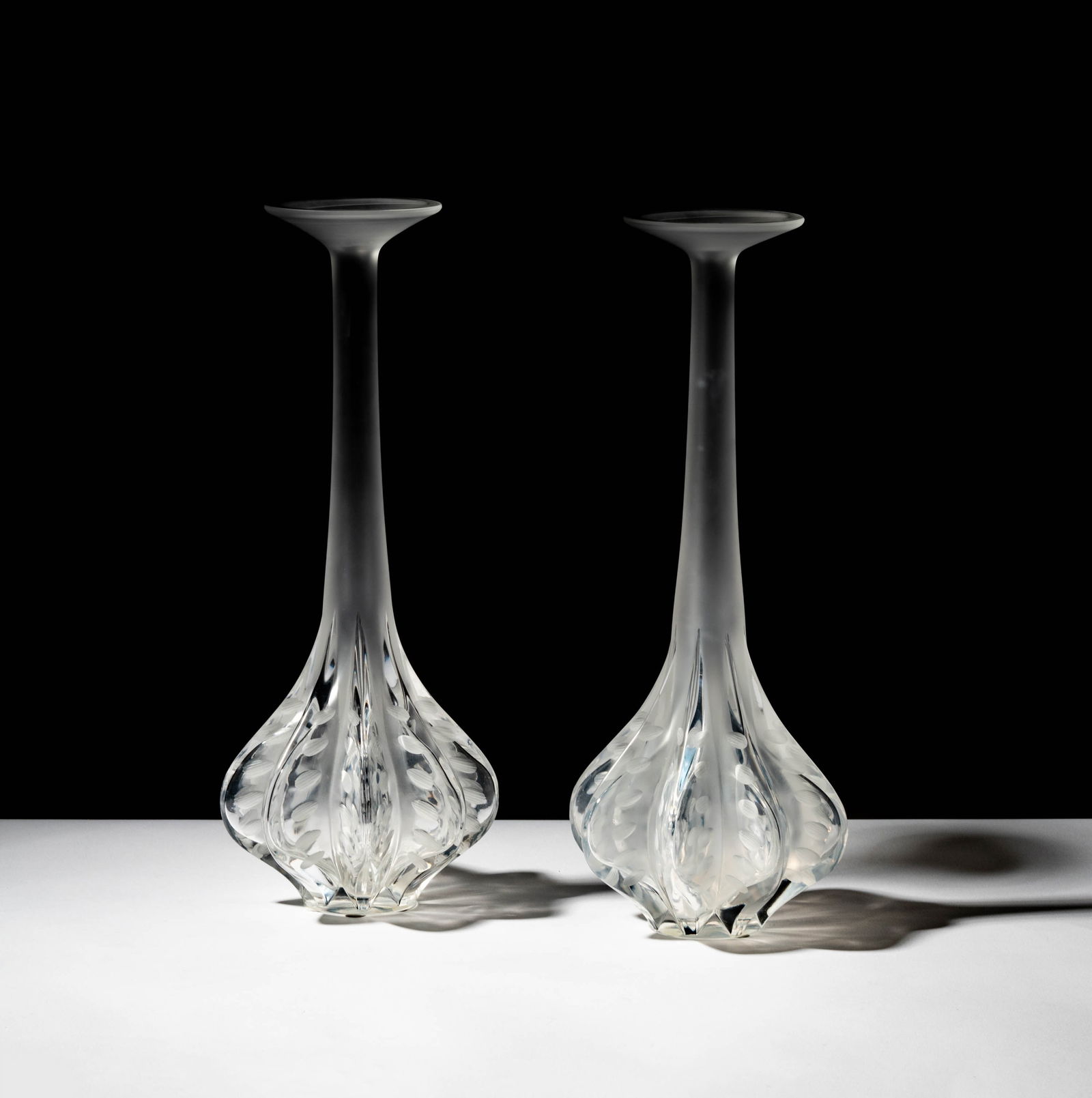 A Pair of Lalique Glass Soliflore Vases (1 of 9)