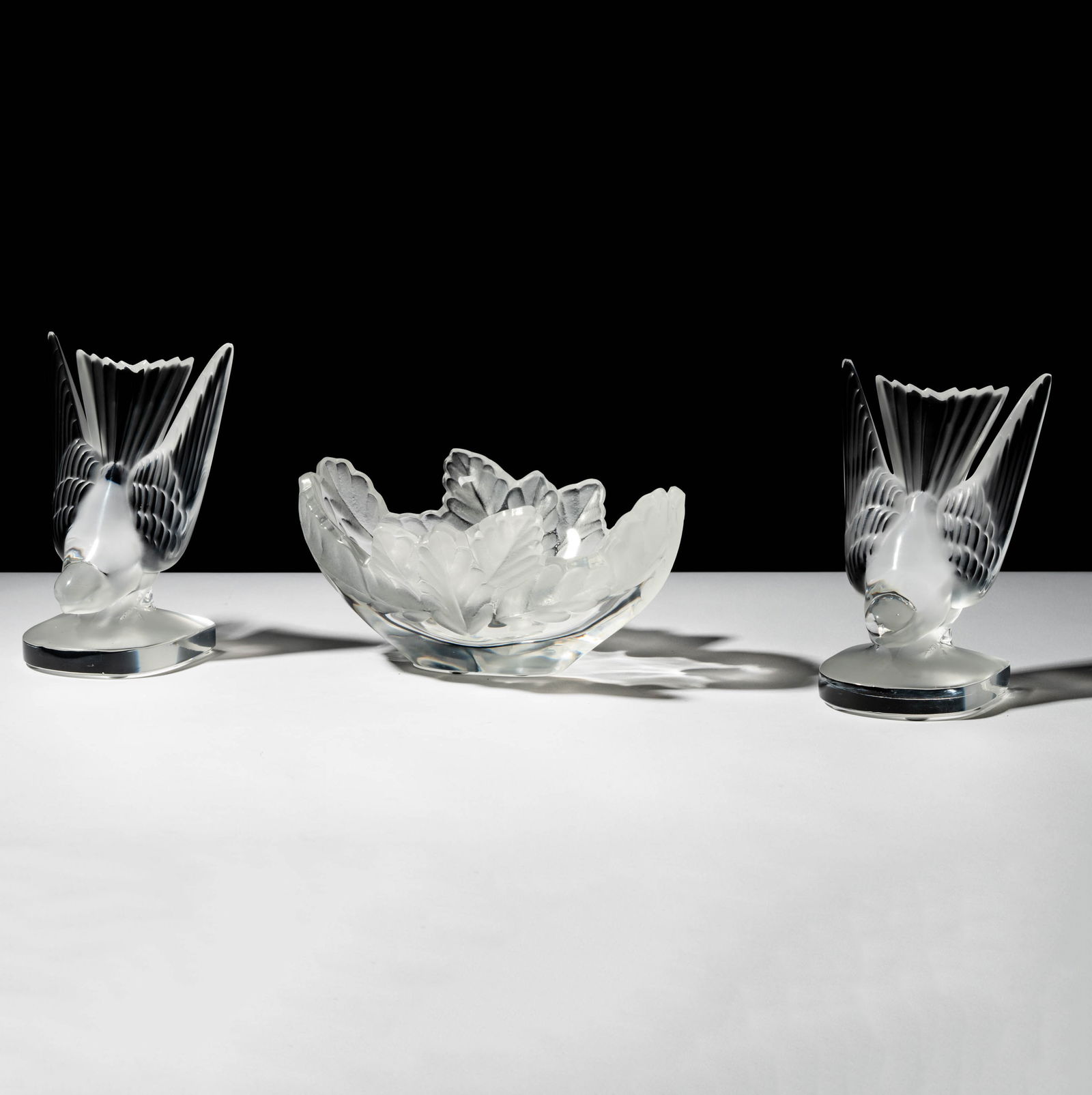 A Pair of Lalique Glass Vases and a Center Bowl (1 of 11)