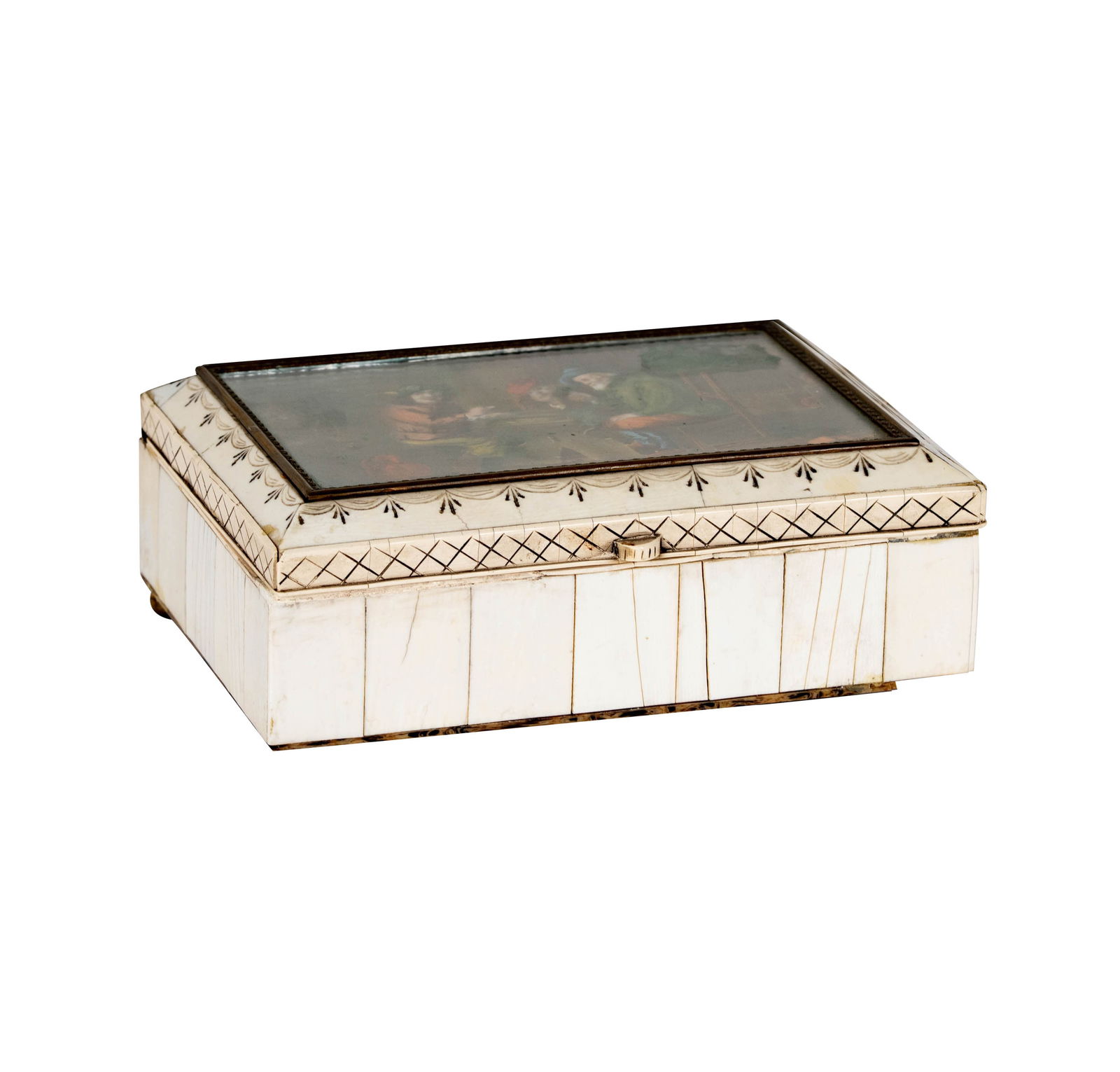 A Painted and Bone-Veneered Swiss Music Box (1 of 13)