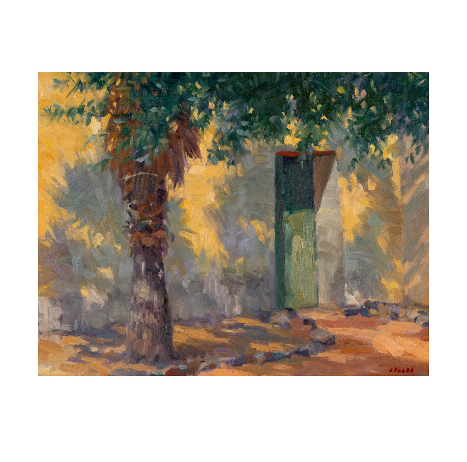 Gregory Stewart Hull, B. 1950, Shadow Patterns: oil on board signed lower right, signed again and titled verso 14 x 18 in. (35.6 x 45.7 cm.) Frame: 18 3/4 x 22 3/4 in. (47.6 x 57.8 cm.)