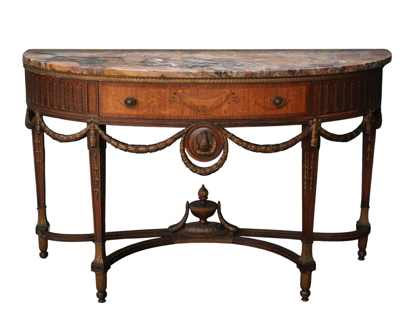 A Georgian-Style Marble-Top Demilune Console Table (1 of 10)