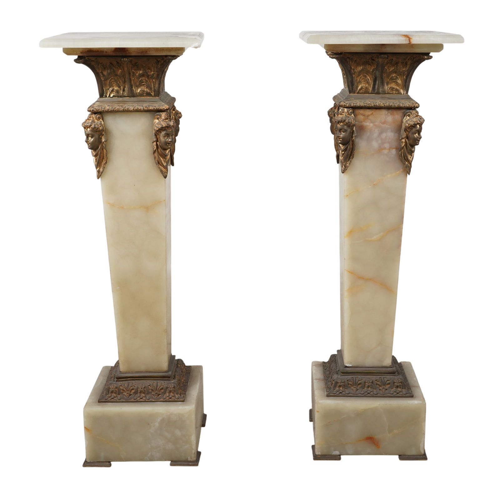A Pair of Continental Gilt Bronze-Mounted Onyx Pedestals (1 of 12)