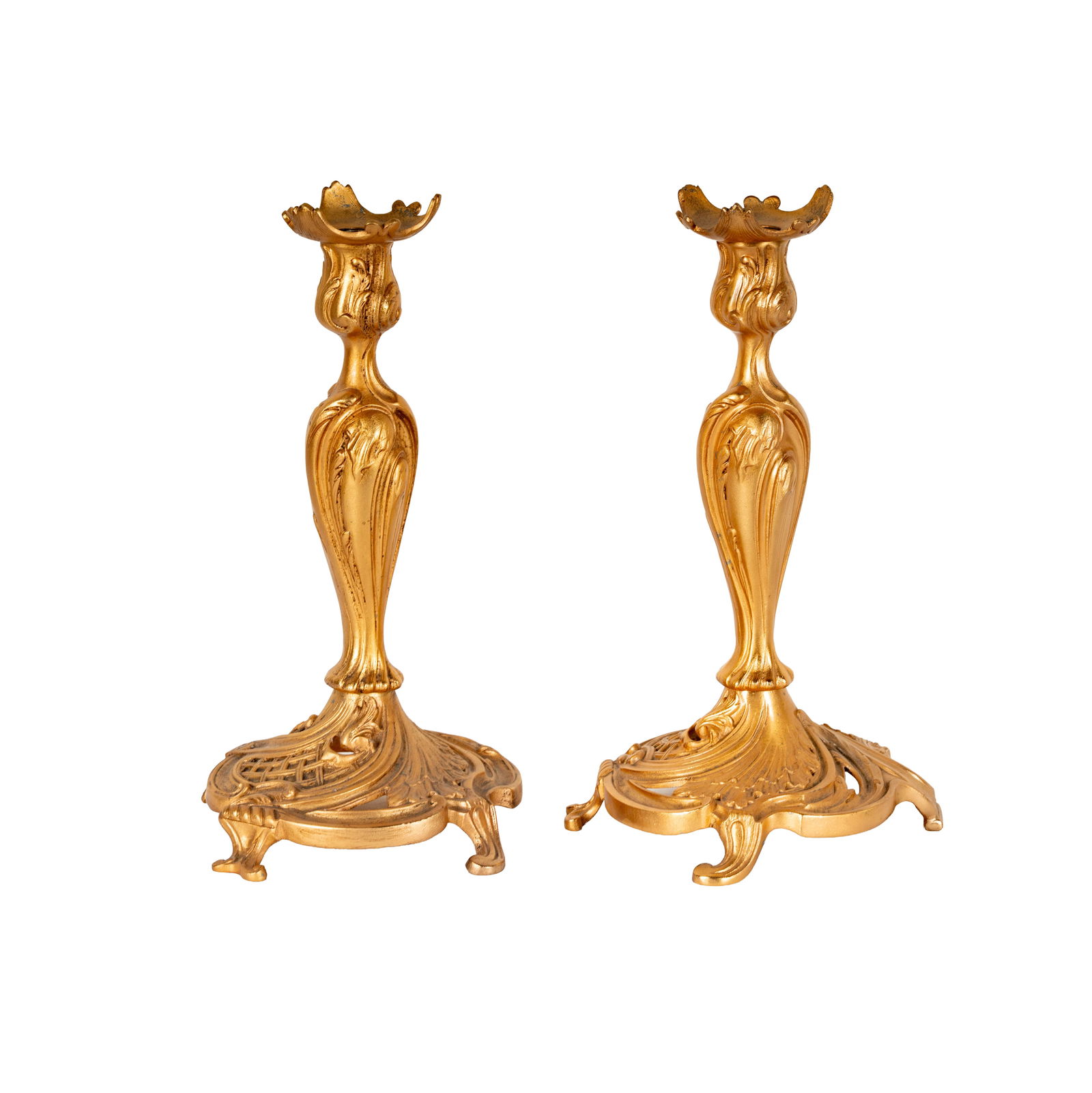 A Pair of Rococo-Style Gilt Bronze Candlesticks (1 of 9)