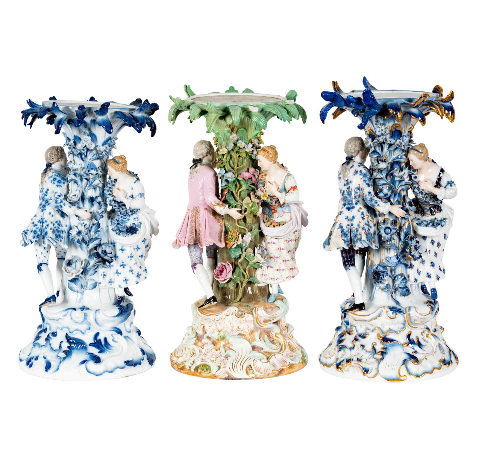 Three Meissen-Style Porcelain Figural Stands (1 of 17)