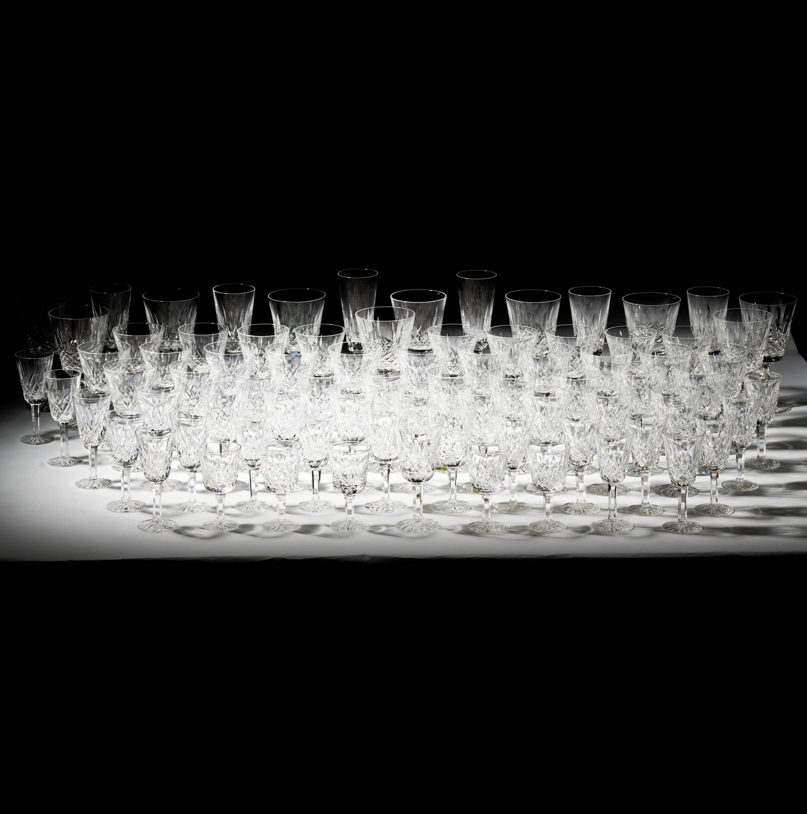 A Waterford Crystal Lismore Stemware Service: each piece marked "Waterford" [Approximately 78 pieces]