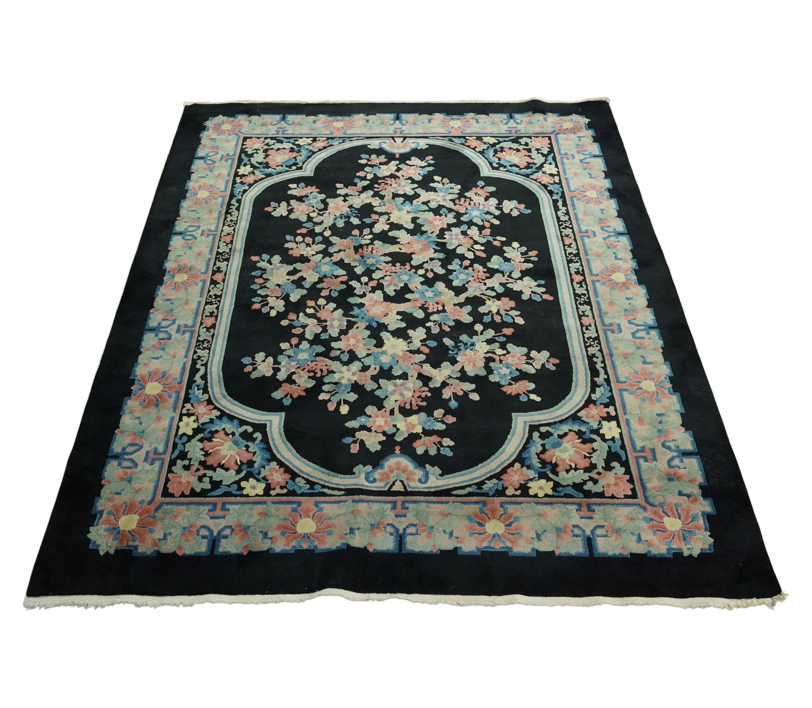 A Chinese Art Deco Rug 6'1" x 7'8": wool on cotton 6'1" x 7'8"