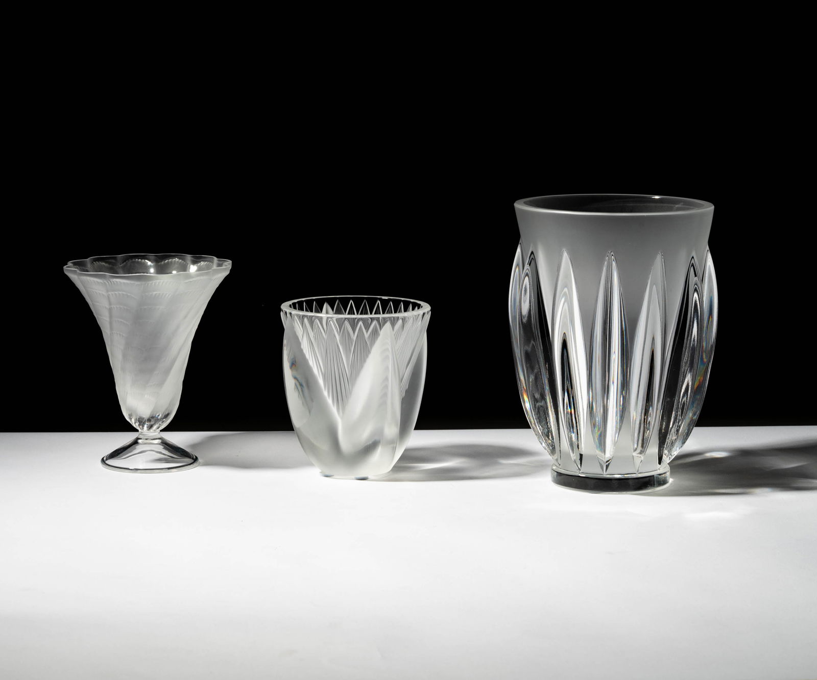 A Group of Three Lalique Glass Vases (1 of 12)
