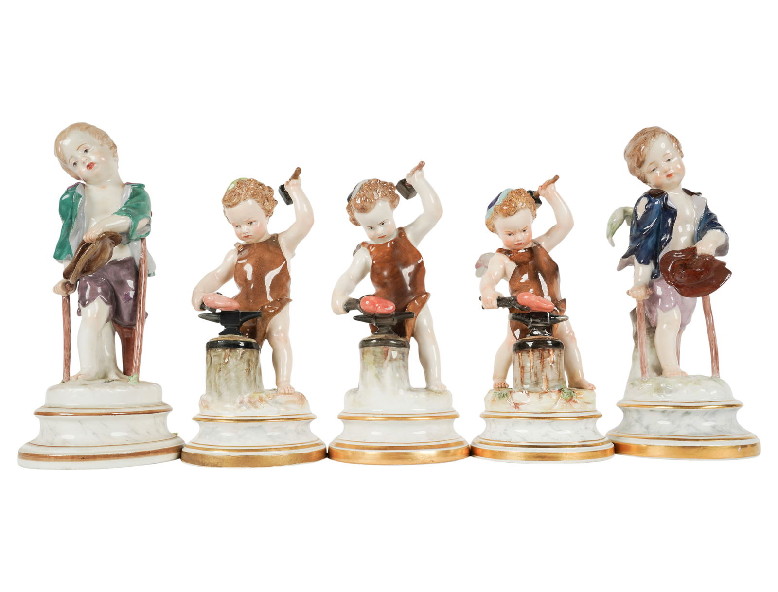 A Group of Five Meissen Porcelain Cherub Figures (1 of 10)