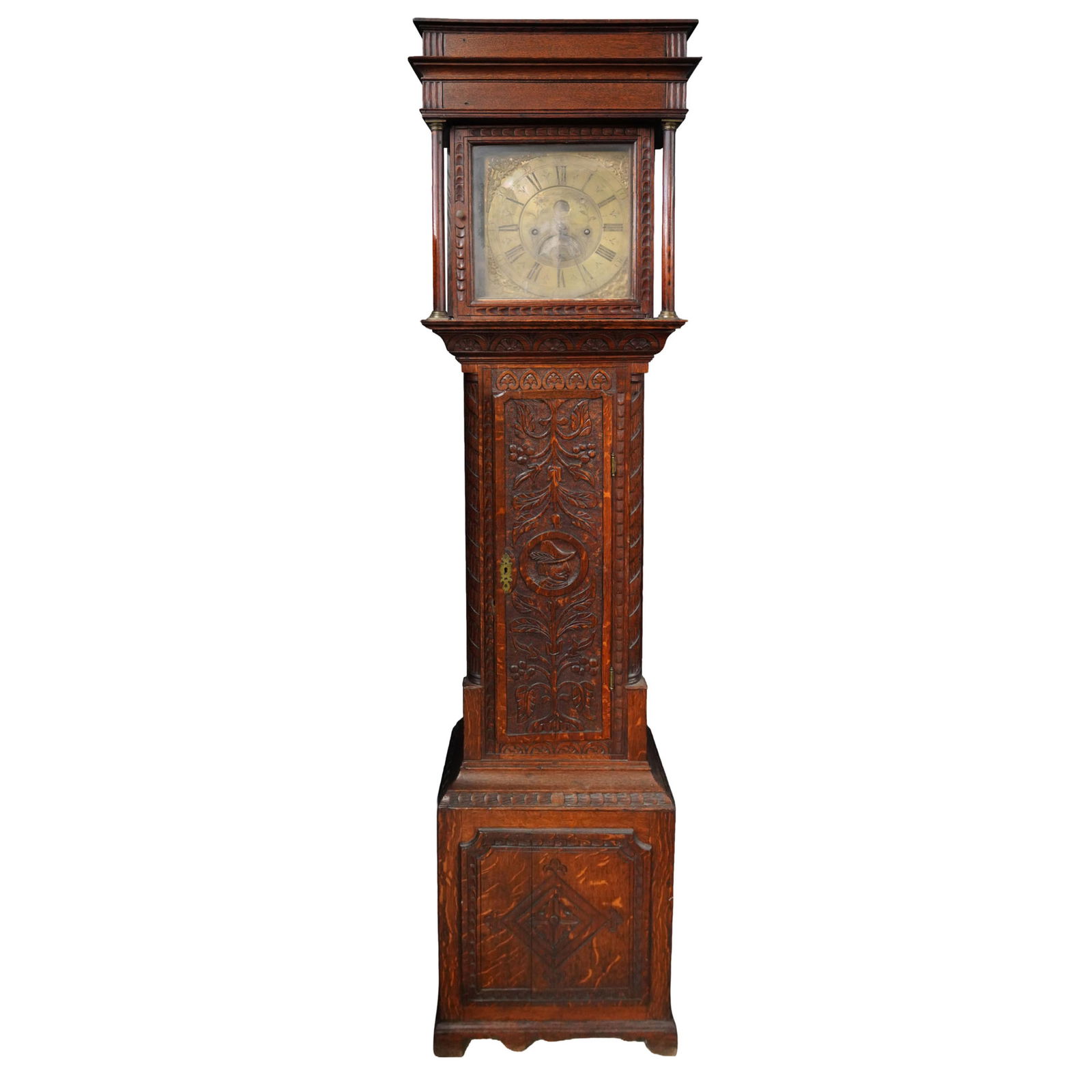 A Georgian Carved Oak Tall Case Clock (1 of 10)