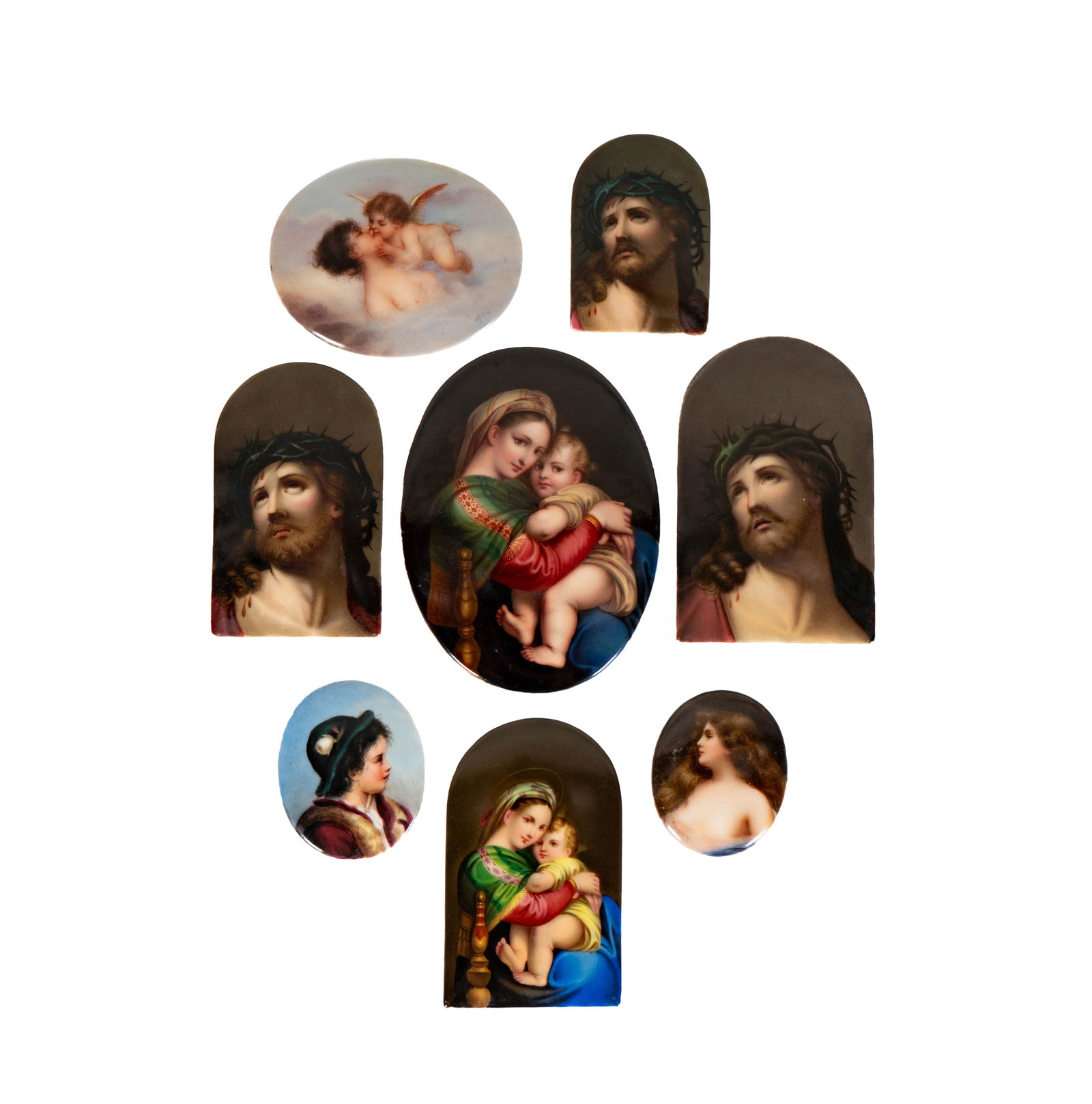 A Group of Eight Painted Porcelain Plaques (1 of 18)