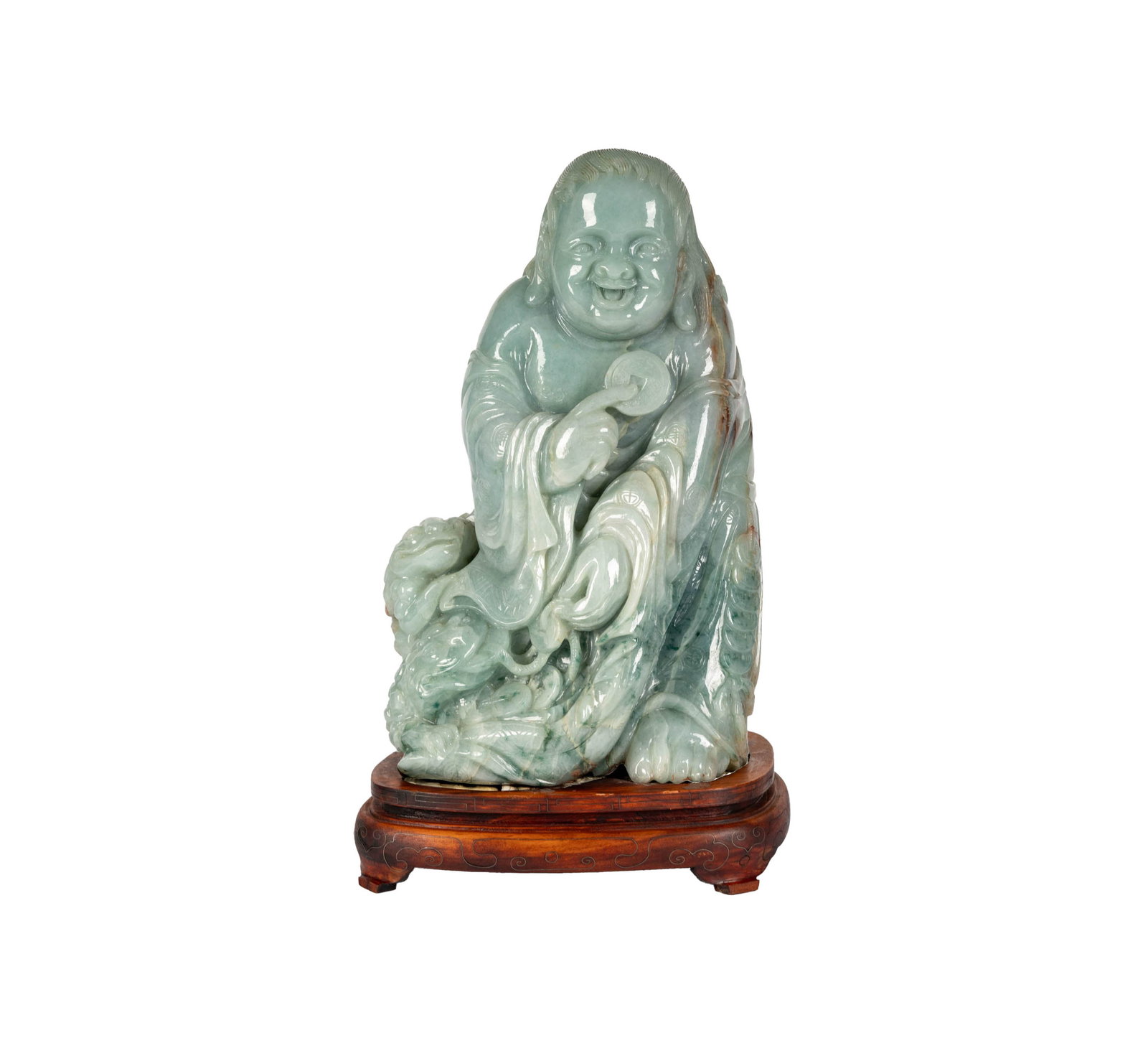 A Chinese Carved Jade figure of a Laughing Buddha (1 of 9)
