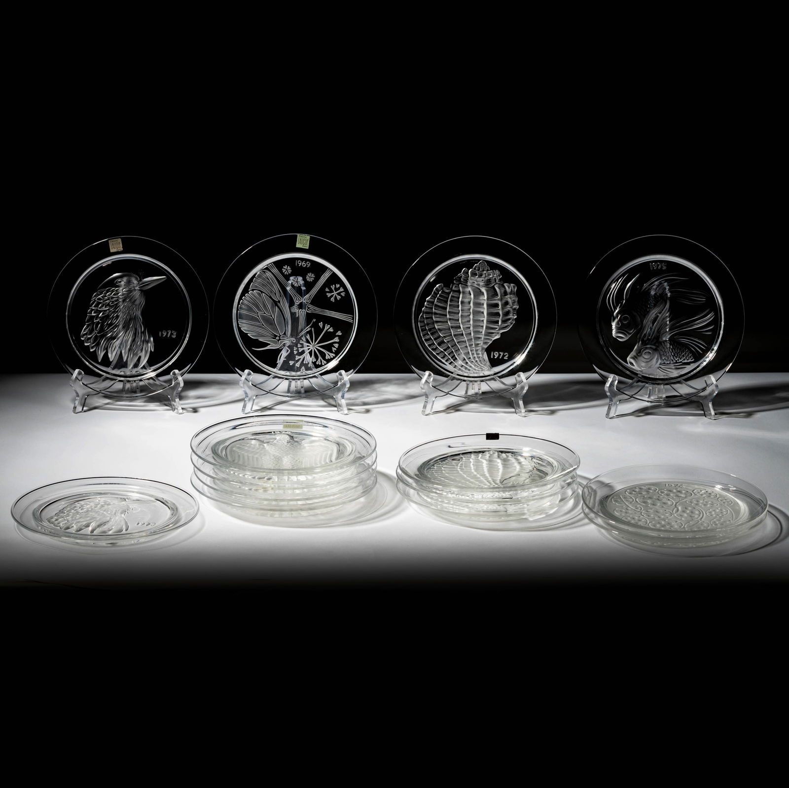 A Set of 14 Lalique Glass Annual Plates (1 of 18)