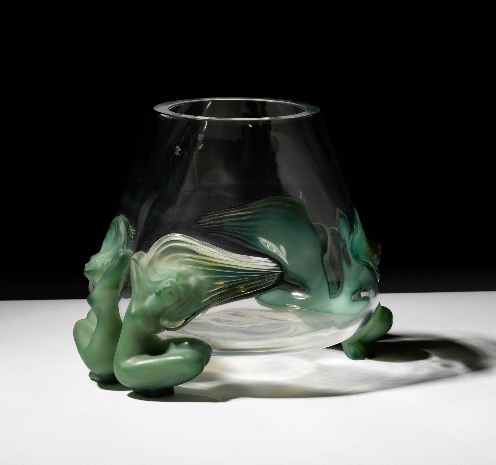 A Lalique Glass and Green Pate de Verre Antinea Vase (1 of 10)