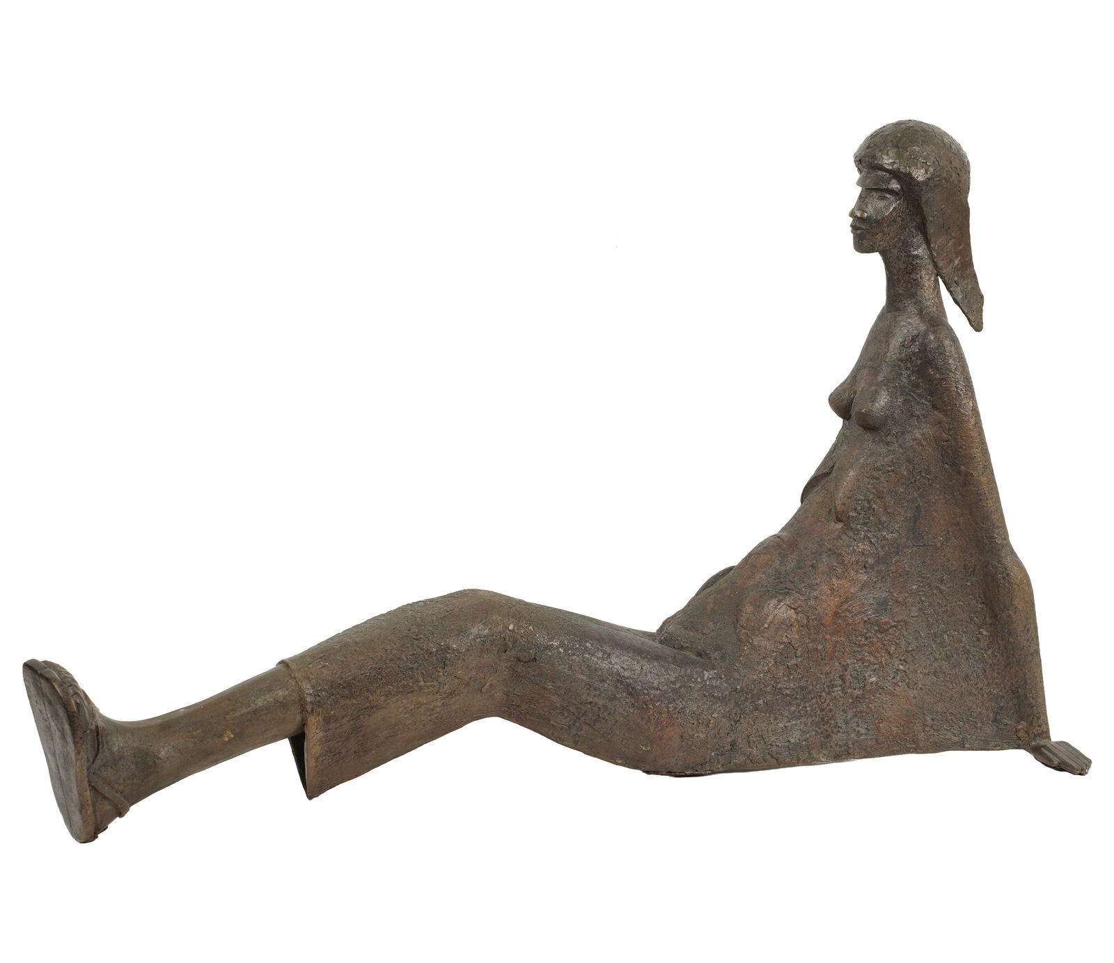 20th Century, Figure of a Reclining Woman: bronze; possibly signed 20 1/2 x 33 1/2 x 13 1/2 in. (52.1 x 85.1 x 34.3 cm.)