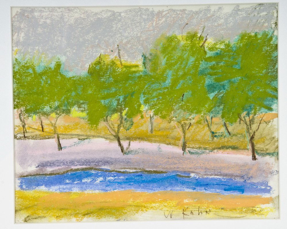 WOLF KAHN: "YELLOW, GREEN OVER BLUE GREEN": circa 1995 pastel signed lower right Provenance: Estate of David Copley, Chicago 8 x 10 inches