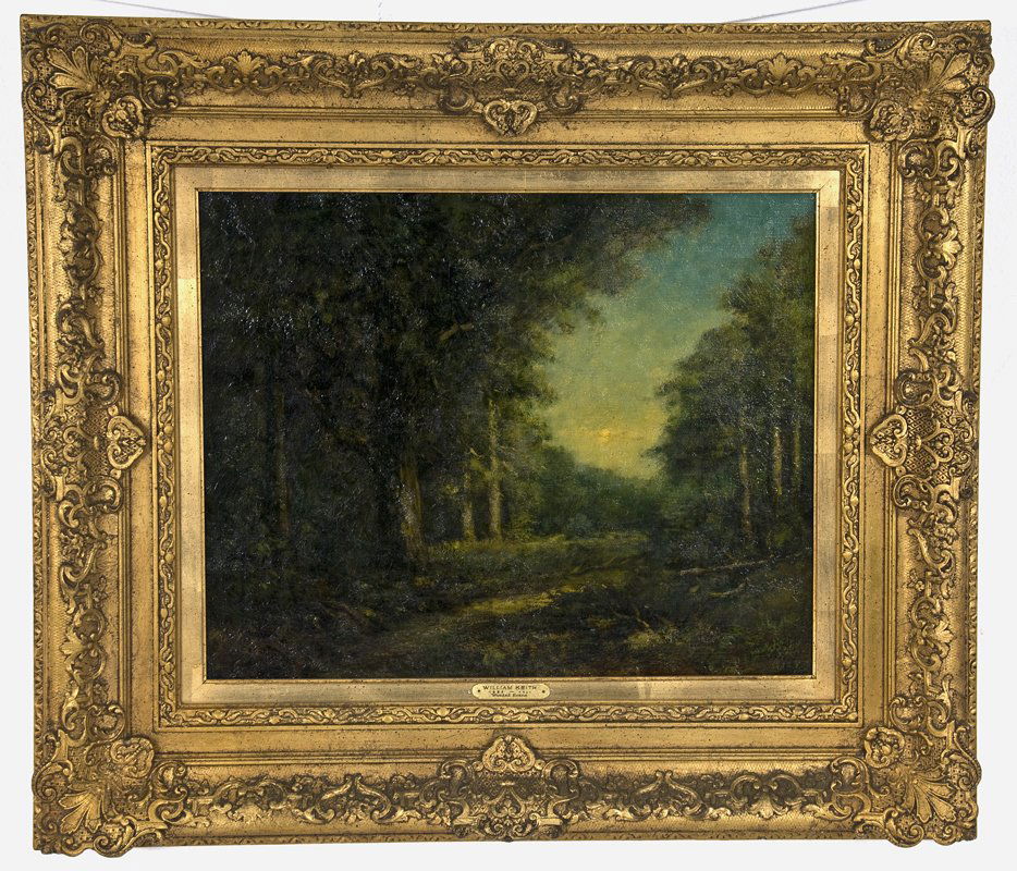 ATTRIBUTED TO WILLIAM KEITH: "WOODED SCENE": oil on canvas signed lower left Provenance: Estate of David Copley, La Jolla 16 x 20 inches