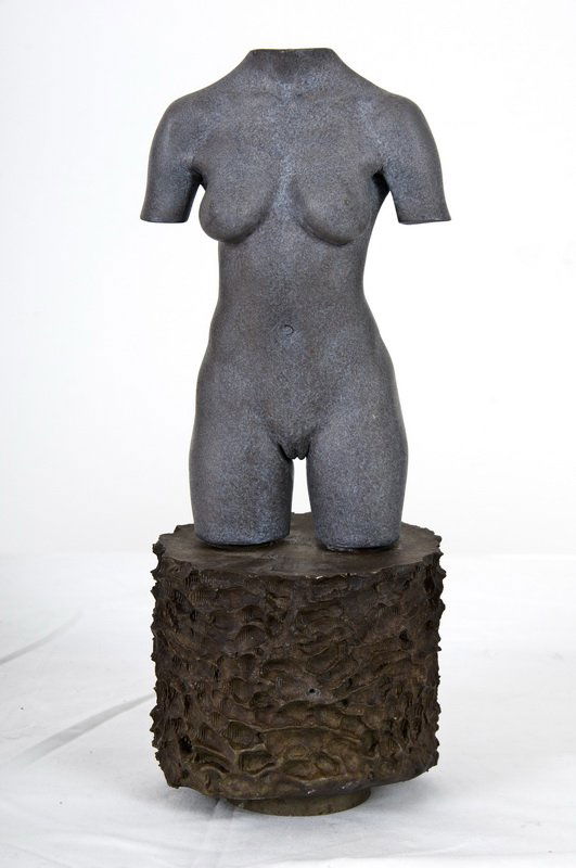 ROBERT GRAHAM: "MOCA TORSO": bronze and patinated bronze sculpture 11 1/2 inches high