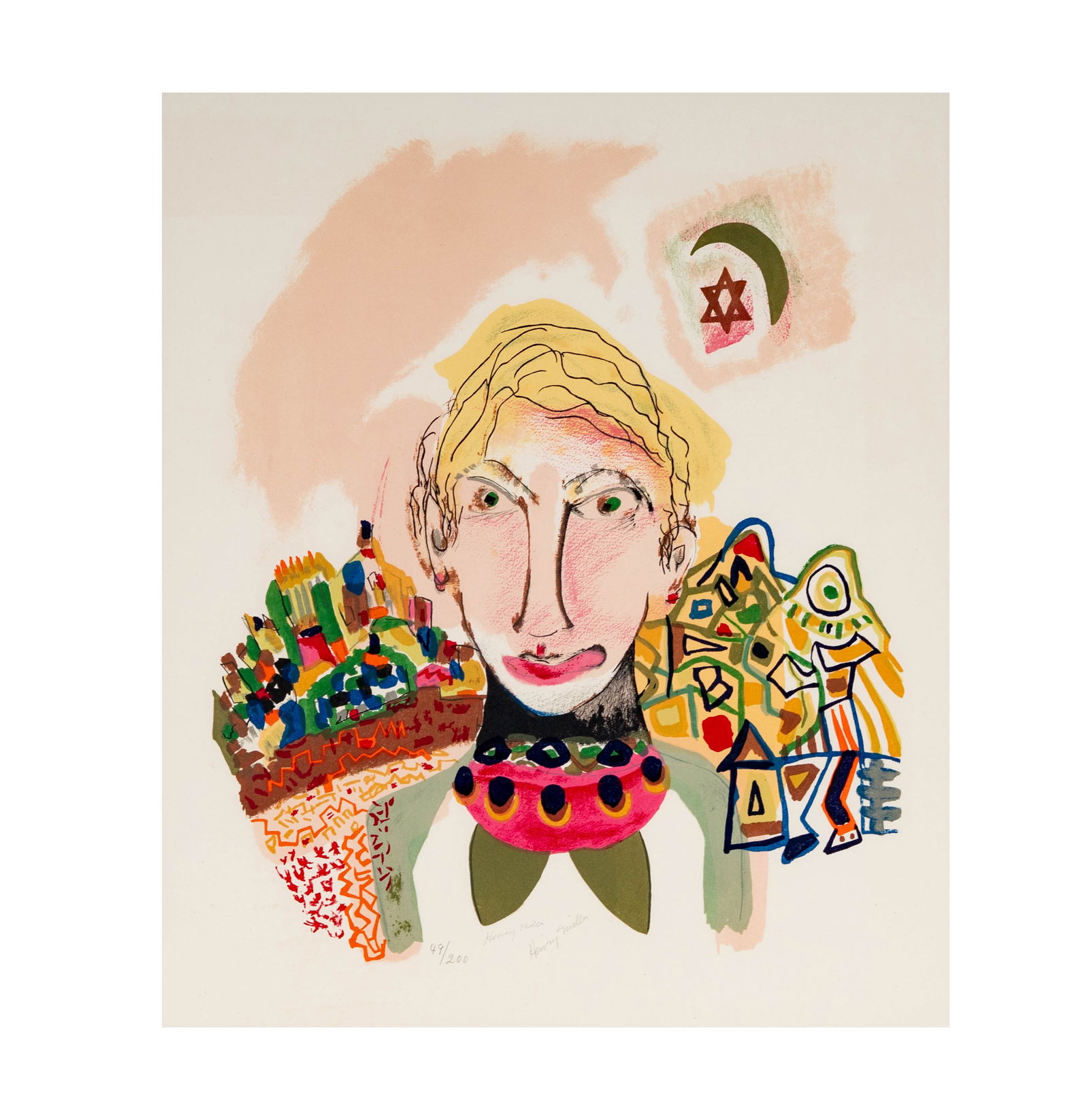 Henry Miller (1891-1980): "Just a Brooklyn Boy": Kubo Collection Serigraph, signed two times lower middle, editioned 49/200 lower middle, Image size: 21 x 19 in., Frame size: 35.25 x 31 in. 