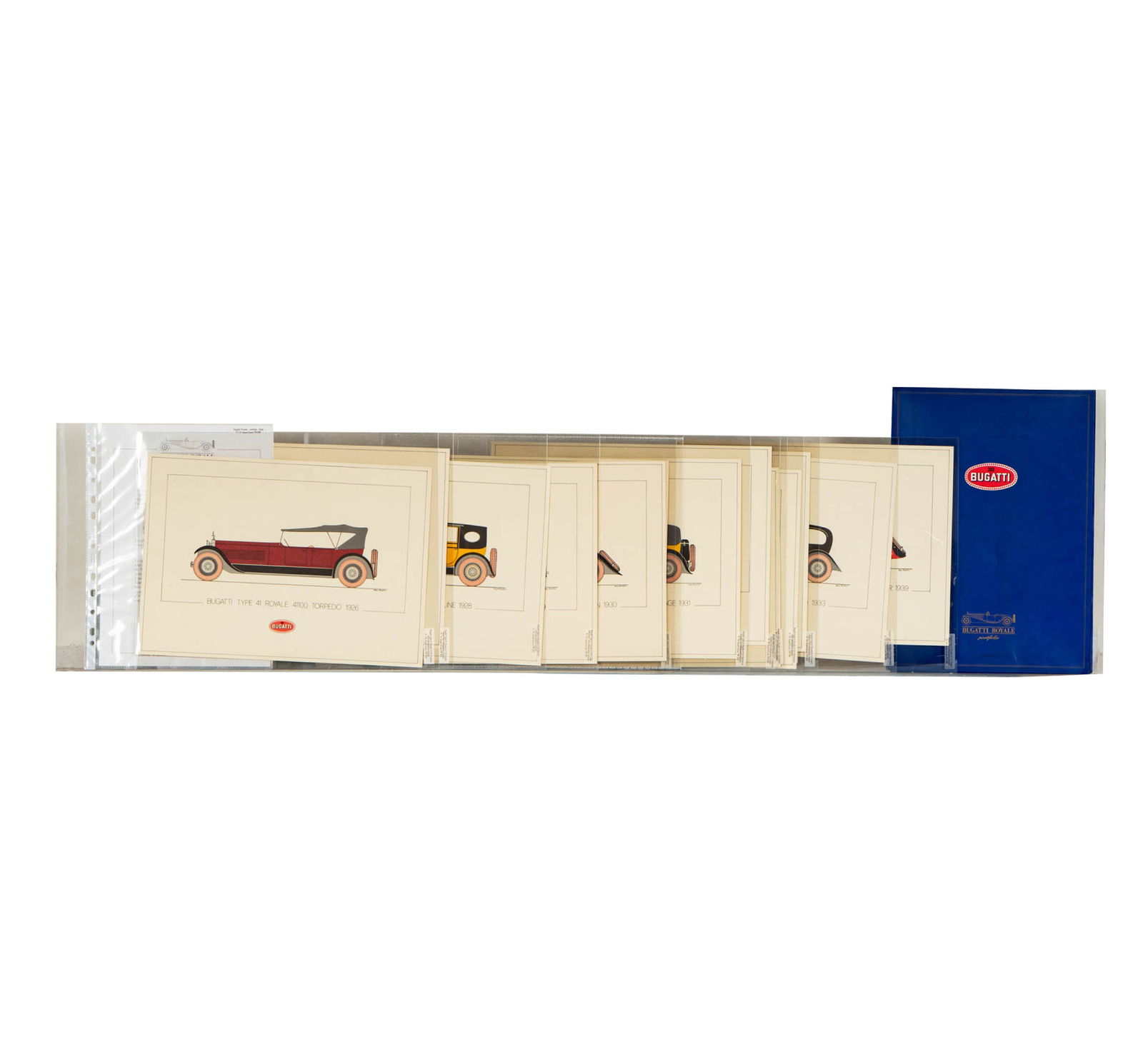 Antonio Rubino Bugatti Royale Portfolio: together with portfolio cover and letter from the artist, The portfolio envelope: 14 x 10 inches, Each print sheet: 10 x 13.75 in. 