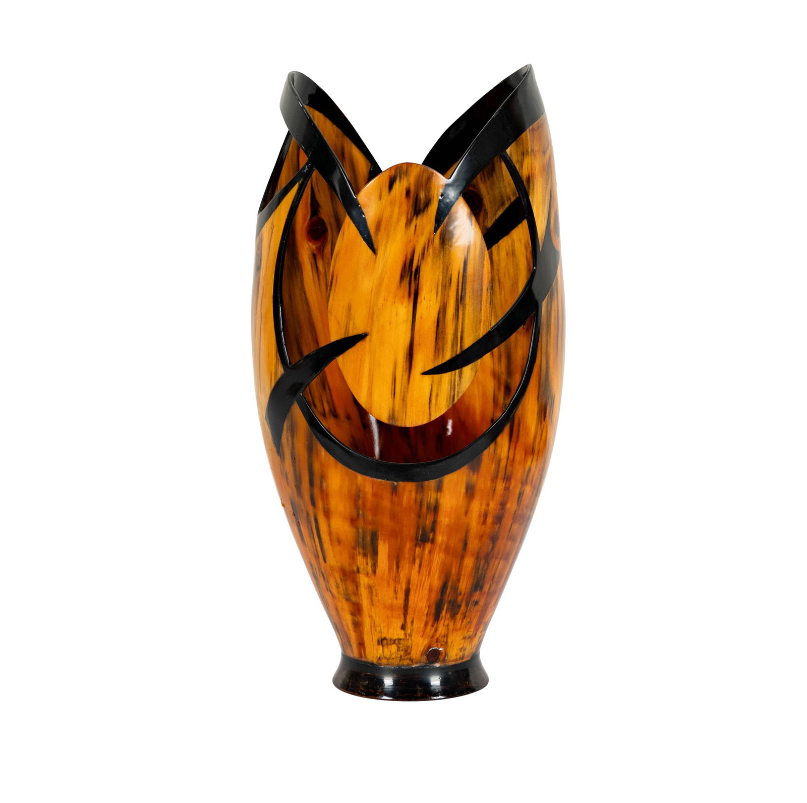 Keola LeVan Sequeira (Hawaiian, 21st Century): Moku Manu Wood Vase: signed and inscribed illegibly to underside, 17 x 7.5 in. 