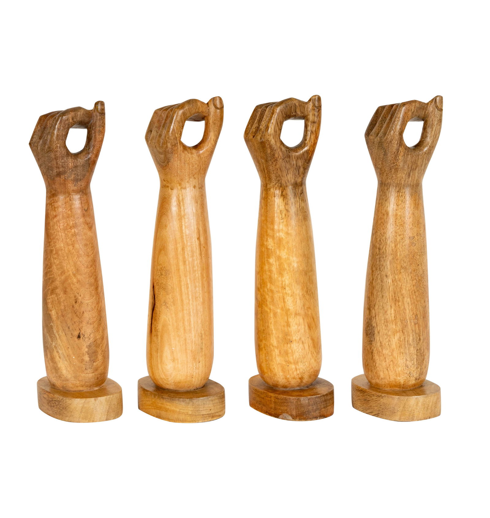 Four Hand Form Hanging Hat Racks: each with mounted divet for hanging, 4 x 2.5 x 11.5 in.