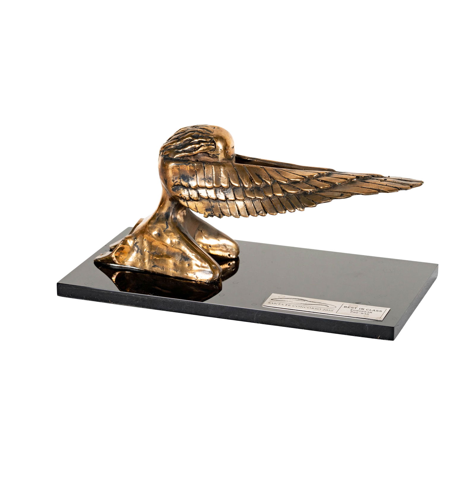 Santa Fe Concorso 2010 Best in Class Trophy: European Pre-War, a bronze sculpture on an acrylic base, 5 x 11 x 6 in.