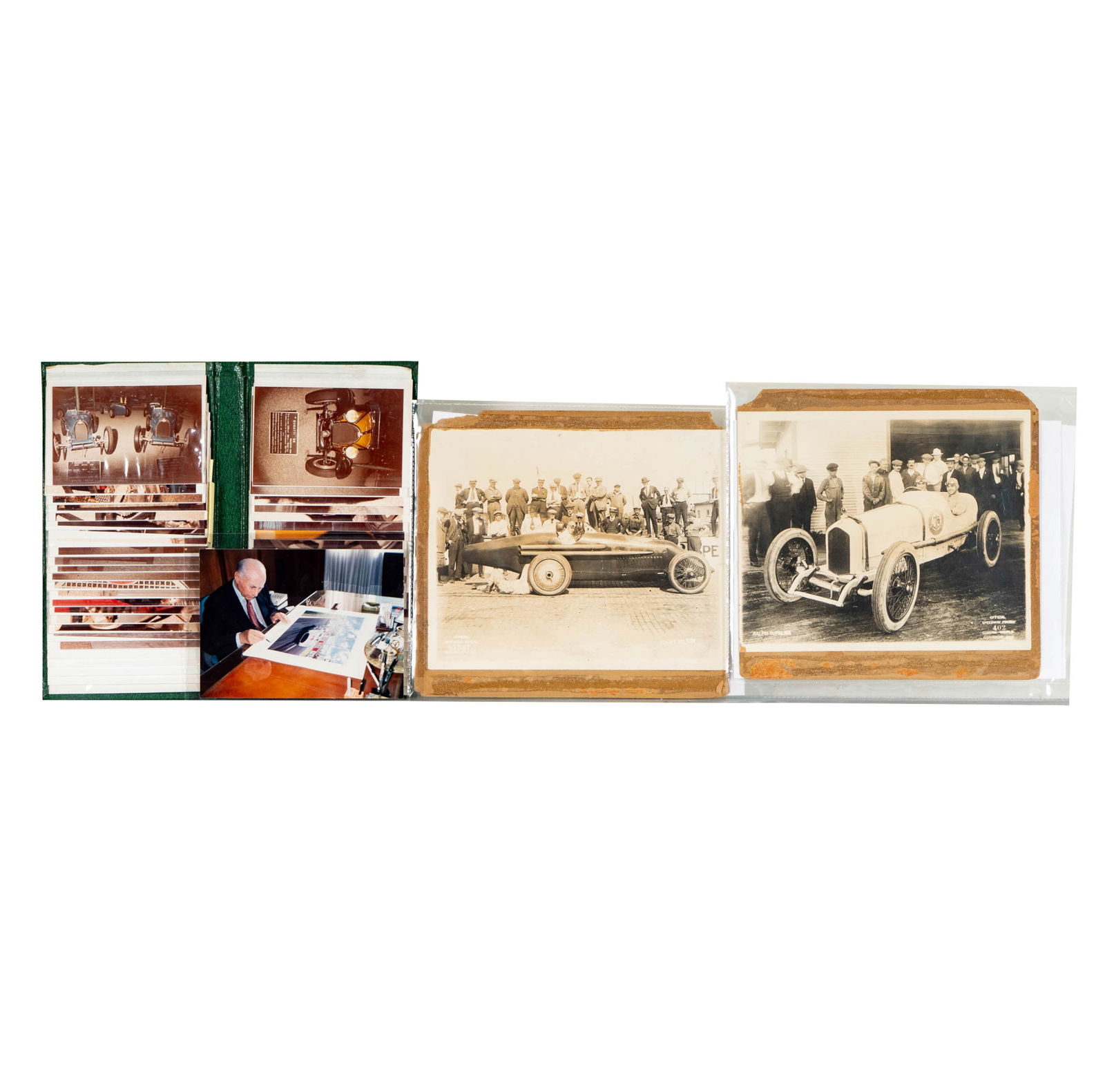 Group of Vintage Car Photographs: including Coburn Speedway photos of Ralph de Palma and Tommy Milton, etc. 