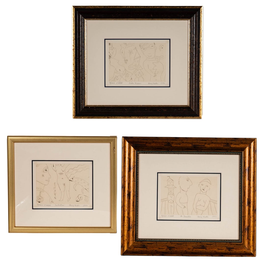 Henry Miller (1891-1990): Three Artist Proof Prints: each signed and dated 1973 lower right, each signed Epreuve d'Artiste lower left, including: "Broken Dreams," "Imitations," and "The Question", The largest/"The