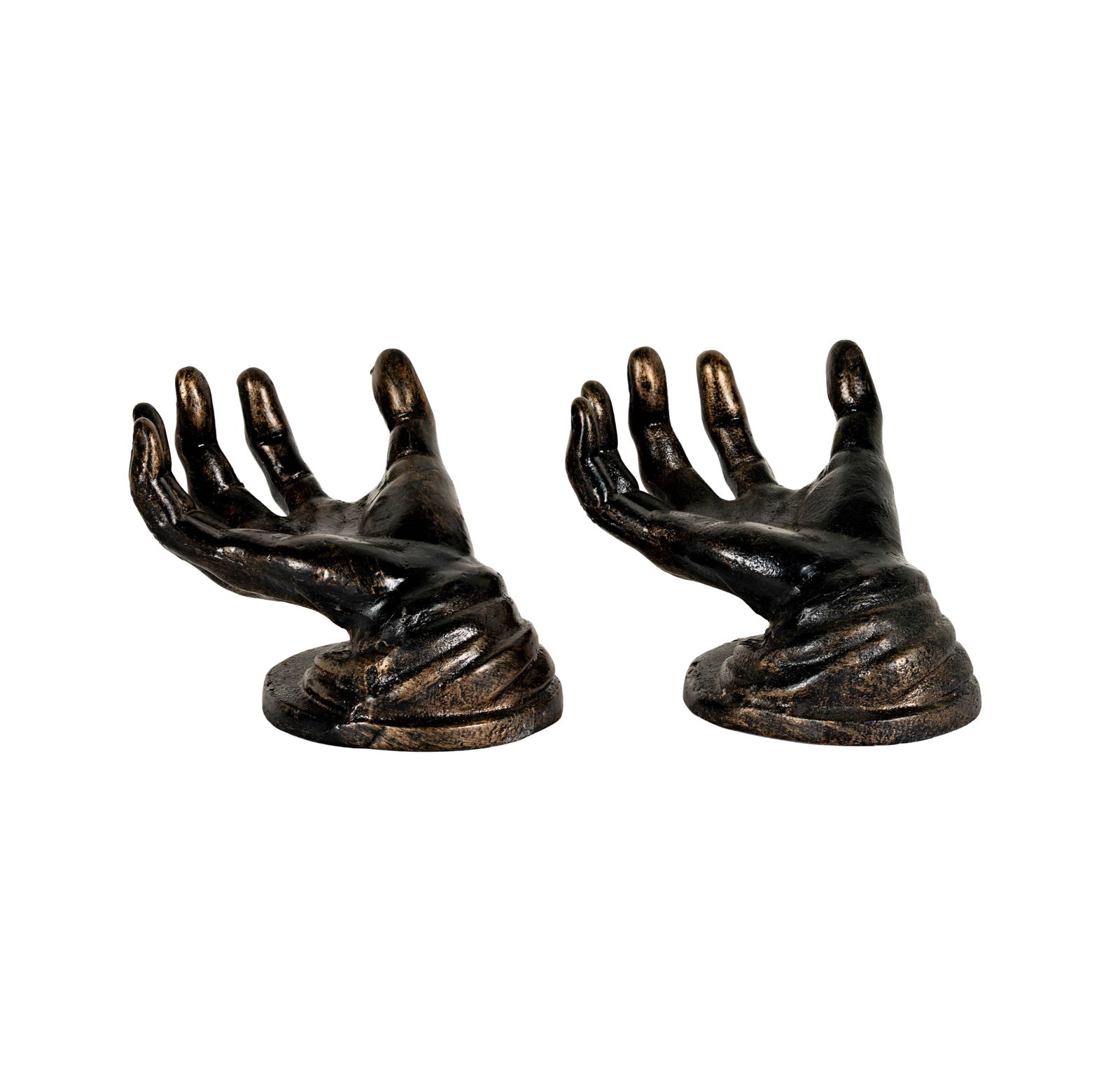Pair of Gilt Painted Cast Iron Hands: unsigned, Each: 5 x 7 x 5 in. 