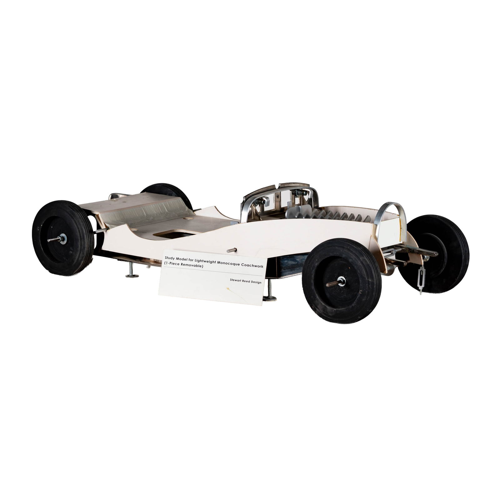 Study Model for Lightweight Monocoque Coachwork for Stewart Reed Design: with small plaque, 8 x 33 x 16 1/2 inches