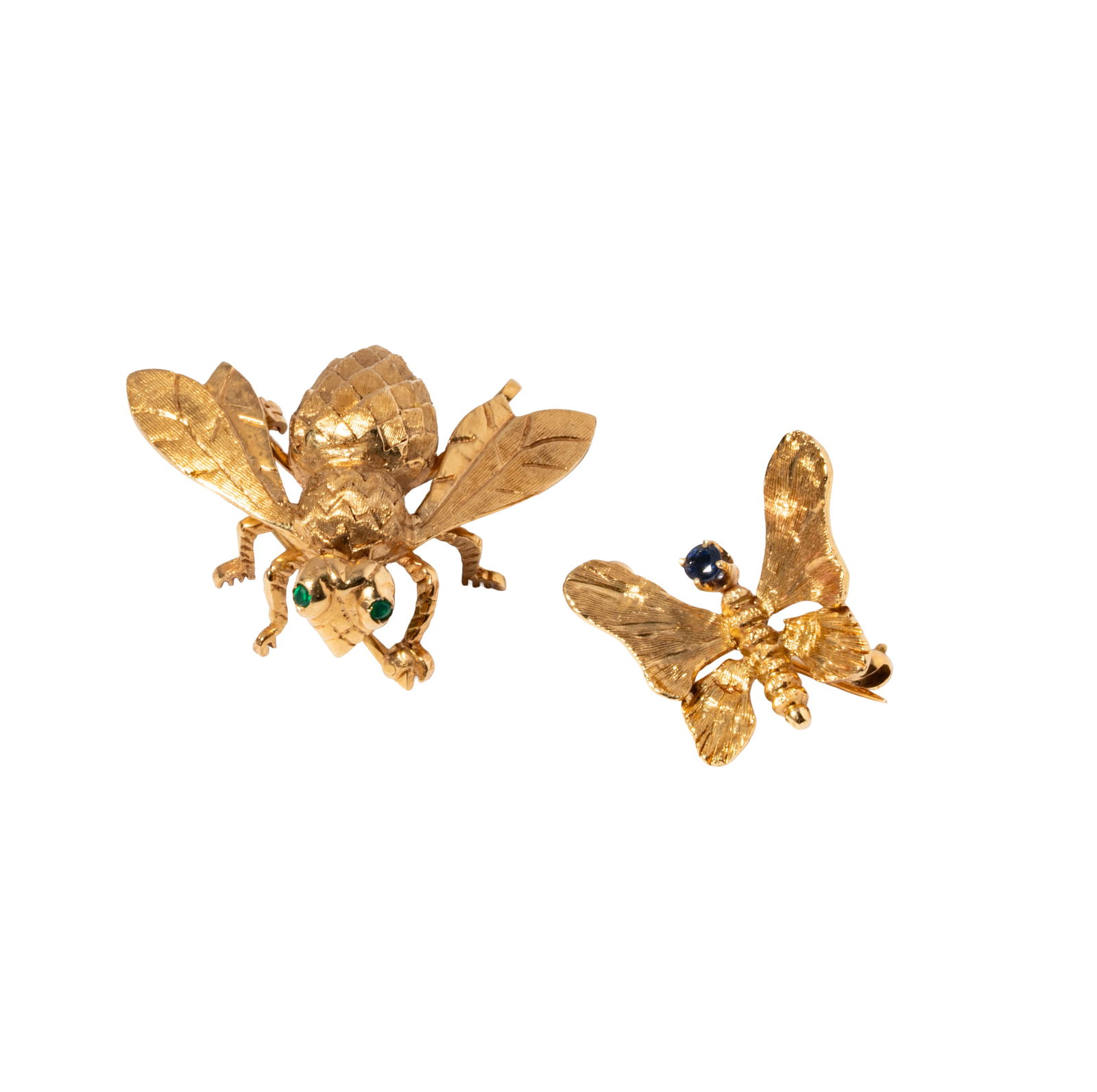 Two 14 Karat Yellow Gold Gem-set Insect Brooches (1 of 7)