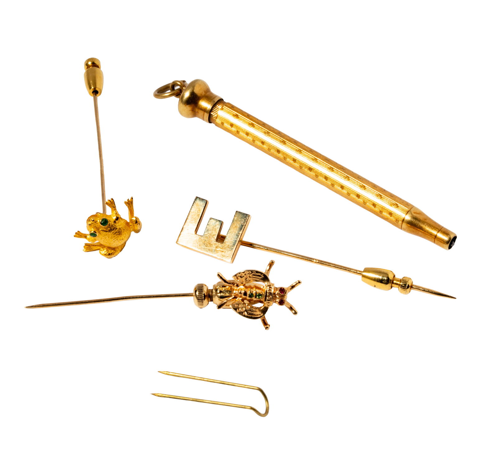 Three 14 Karat Yellow Gold Stick Pins and One Pendant (1 of 10)