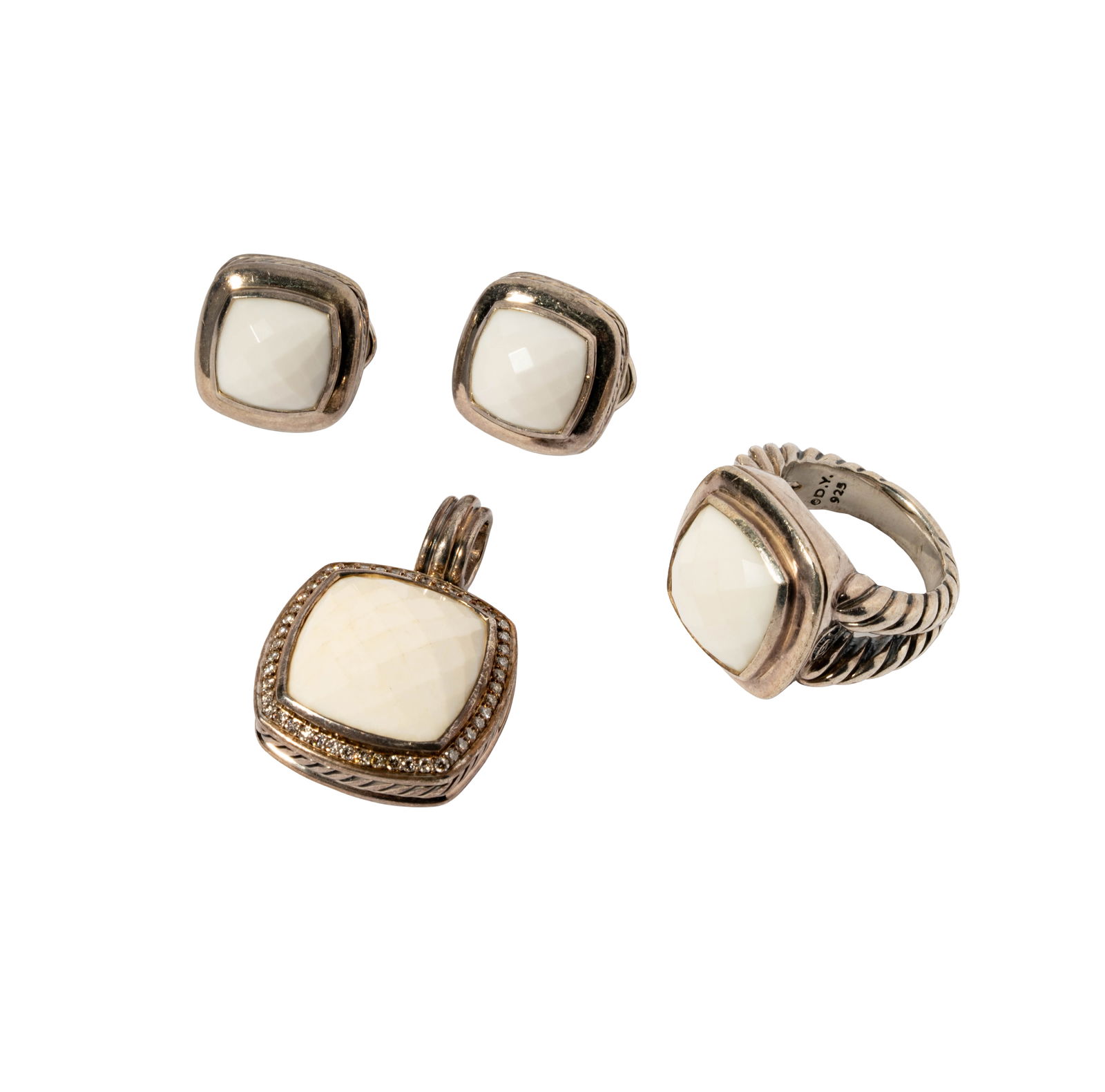 David Yurman Sterling Silver, Diamond and White Agate Suite (1 of 11)