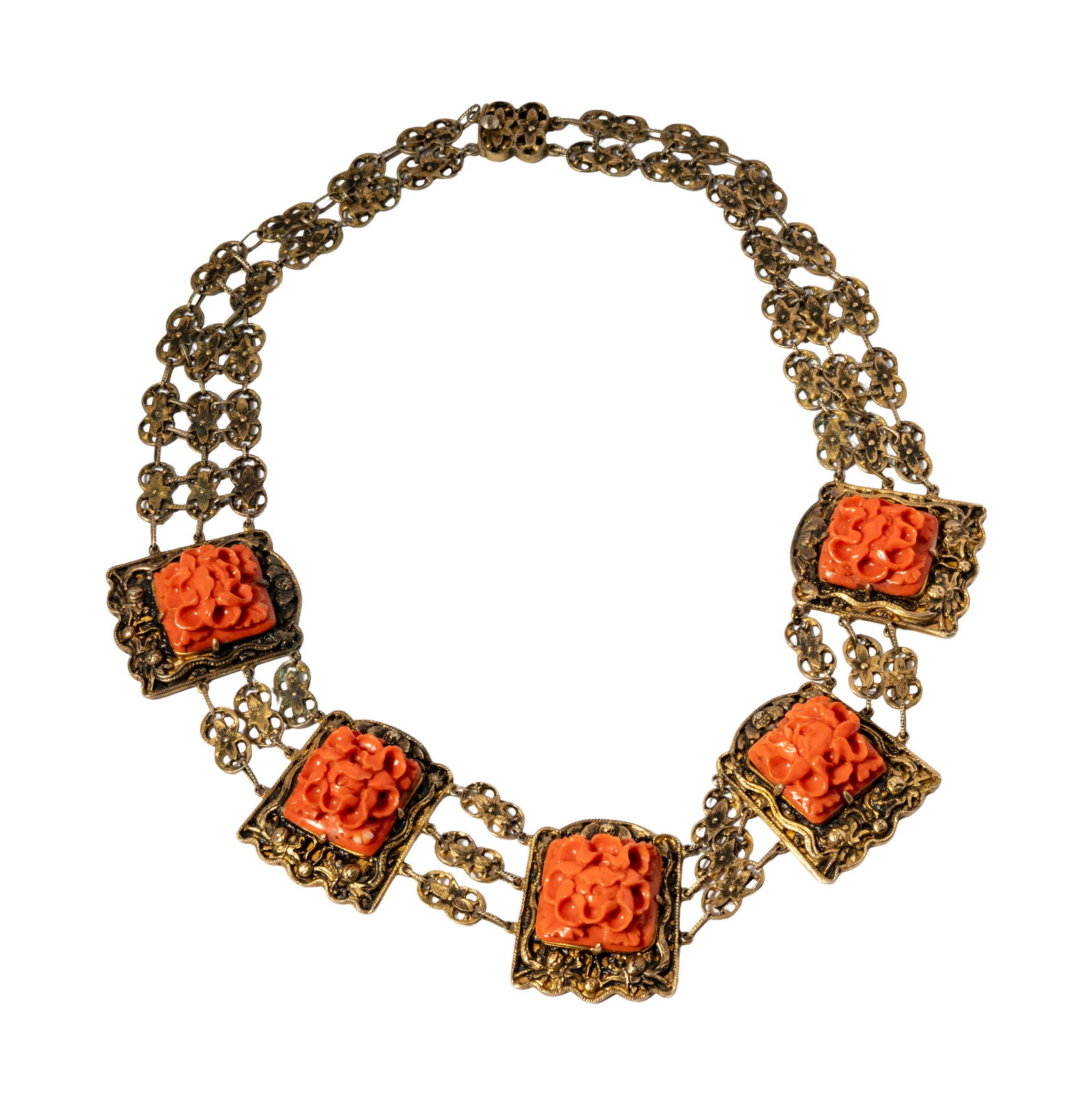 Chinese Silver, Coral Necklace and Ring (1 of 13)