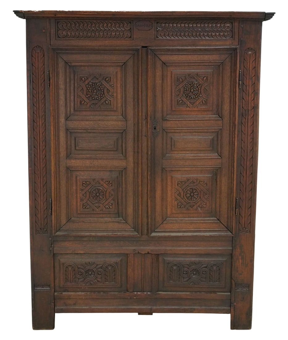 Antique Carved Oak Armoire (1 of 8)