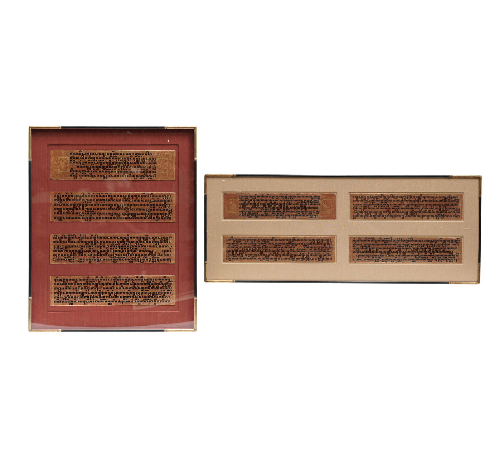 Two Framed Burmese Kammavaca / Manuscripts: Frames: 20 3/4 x 52 1/2 in. and 37 1/2 x 30 3/4 in.