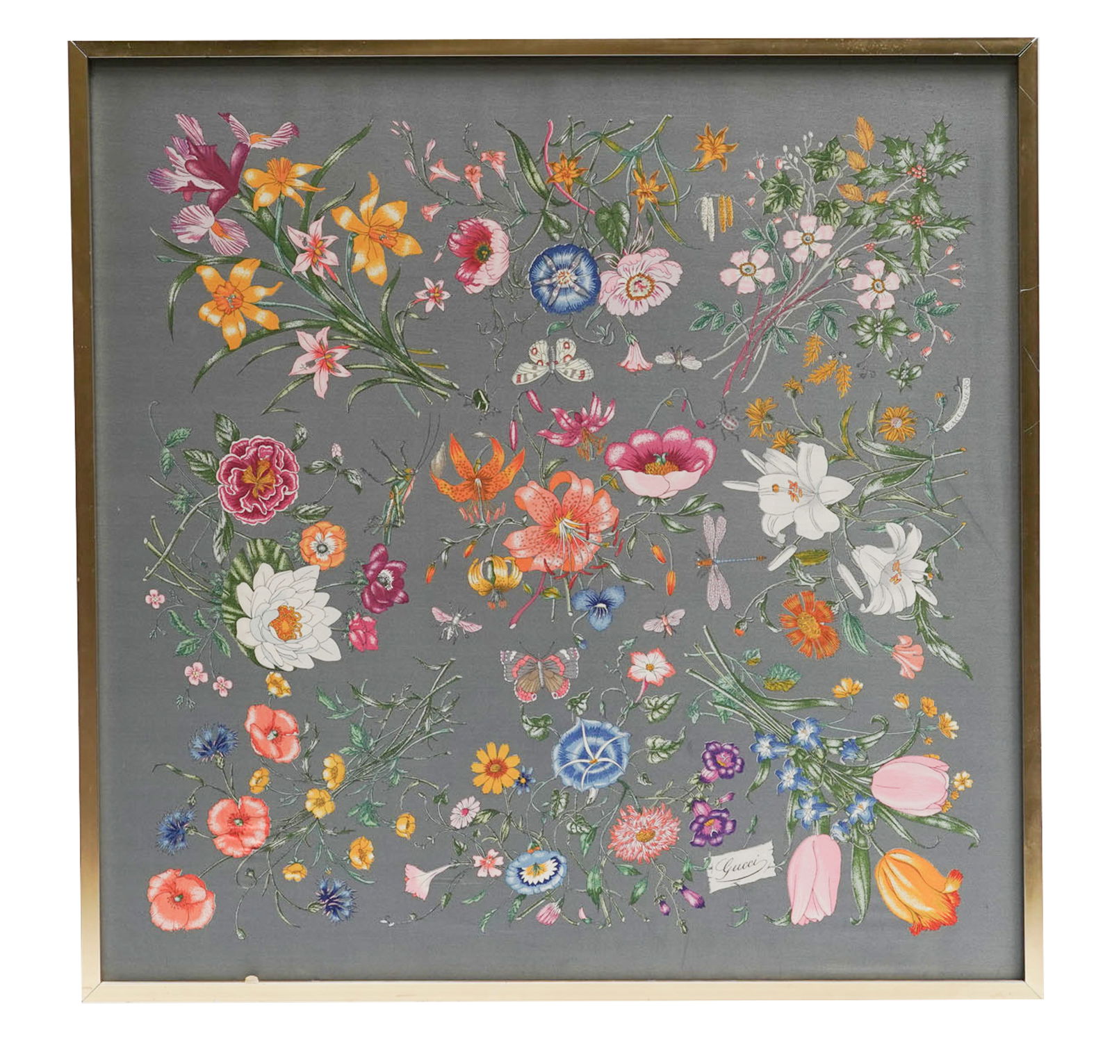Framed Gucci Scarf: Frame: 32 1/2 x 32 1/2 in.