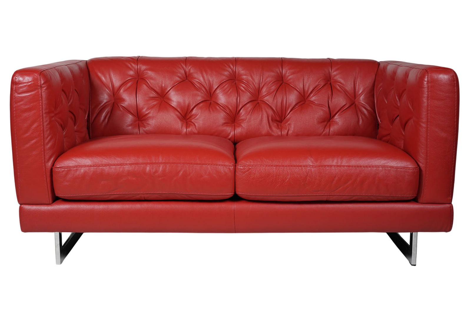 Italsofa Red Leather Loveseat (1 of 7)