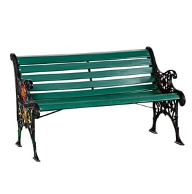 Green-Painted Cast Iron Park Bench