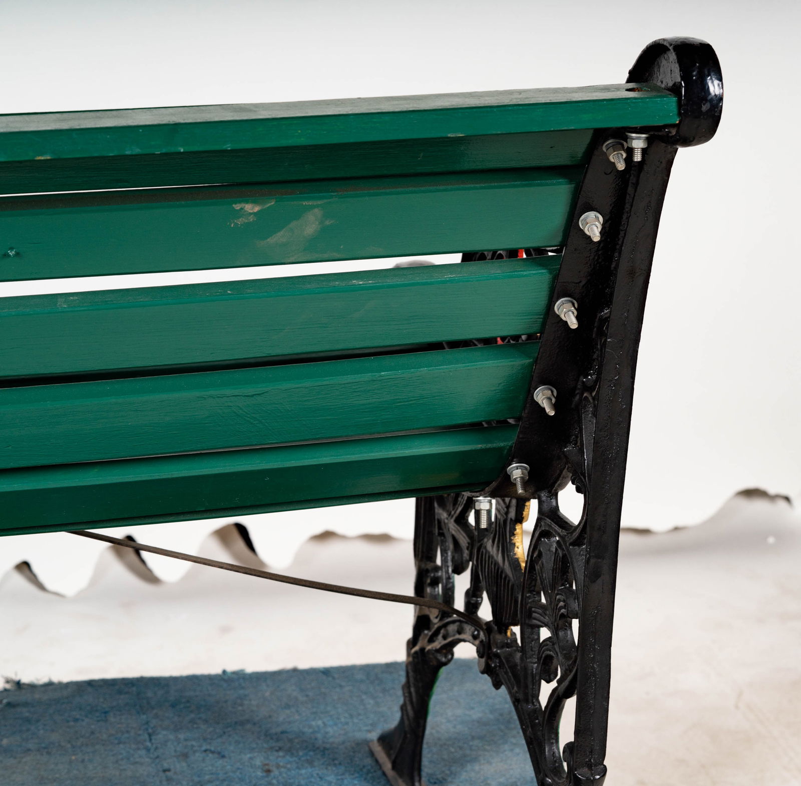 Green-Painted Cast Iron Park Bench - 9