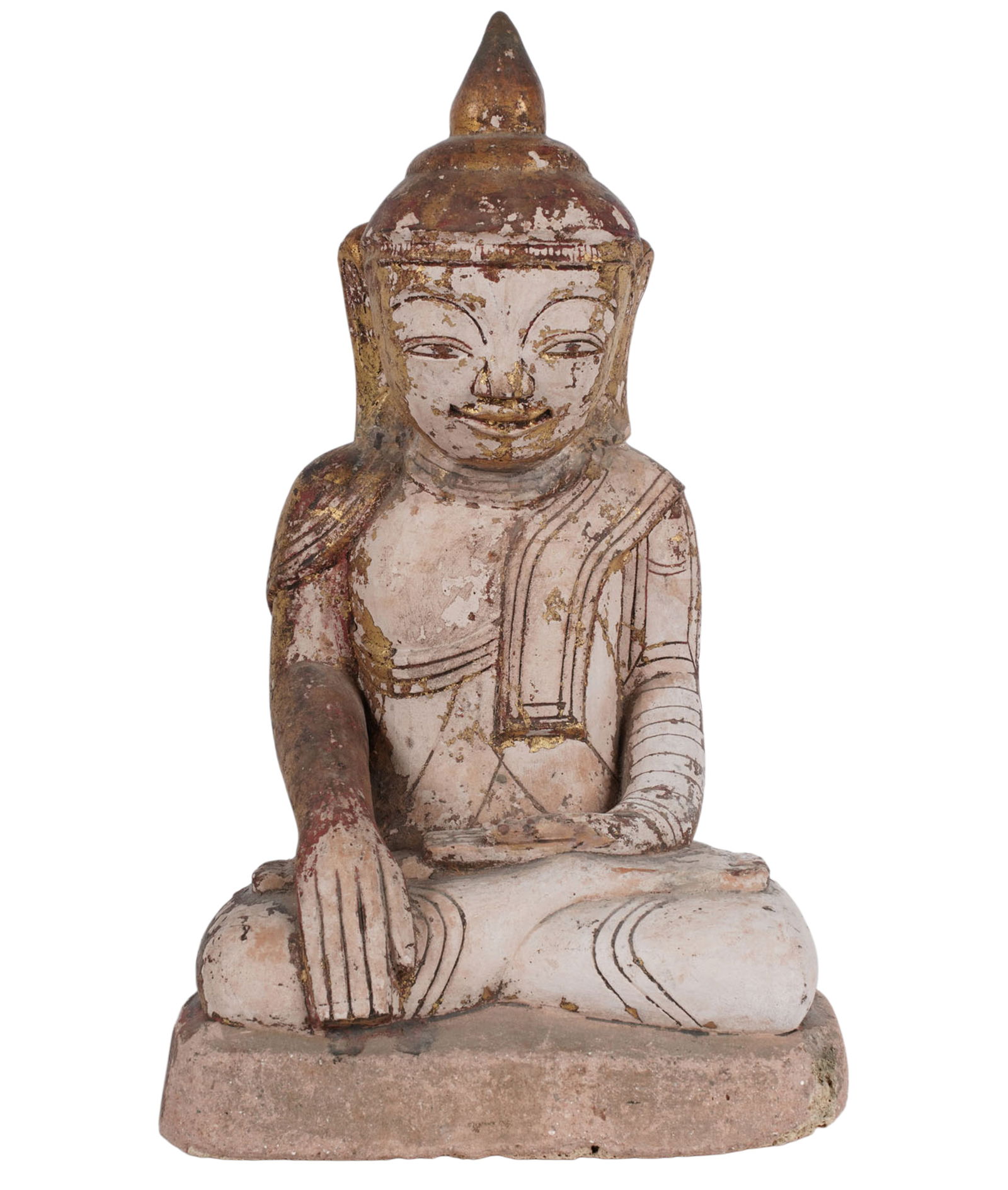Southeast Asian Partially Gilt Terracotta Figure of Buddha (1 of 8)