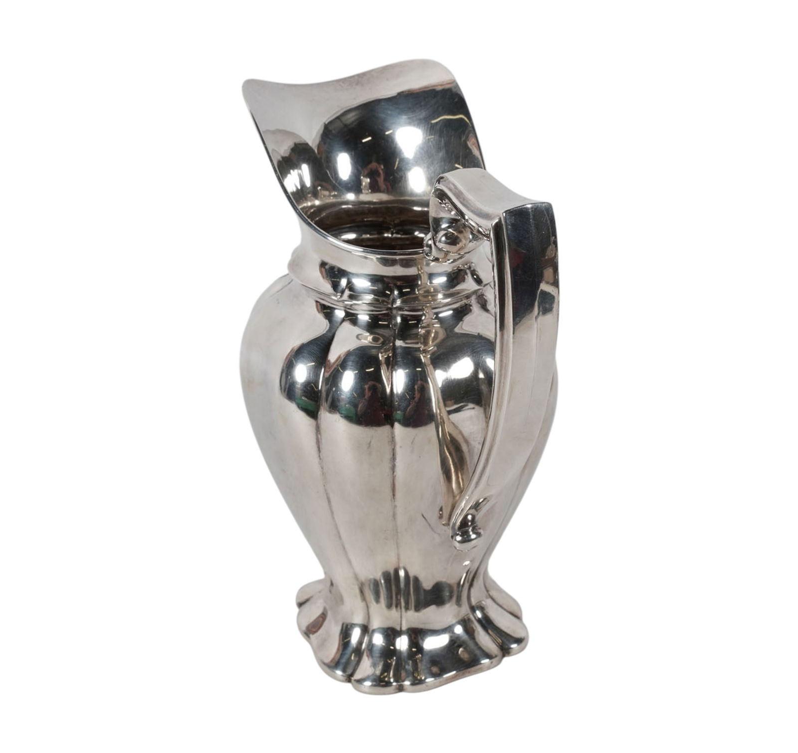 American Sterling Pitcher: Woodside Sterling Co., New York, NY., monogrammed "W", with maker's mark and further marked "Sterling" and "2555", Approximately 650 grams, 9 1/2 in. high