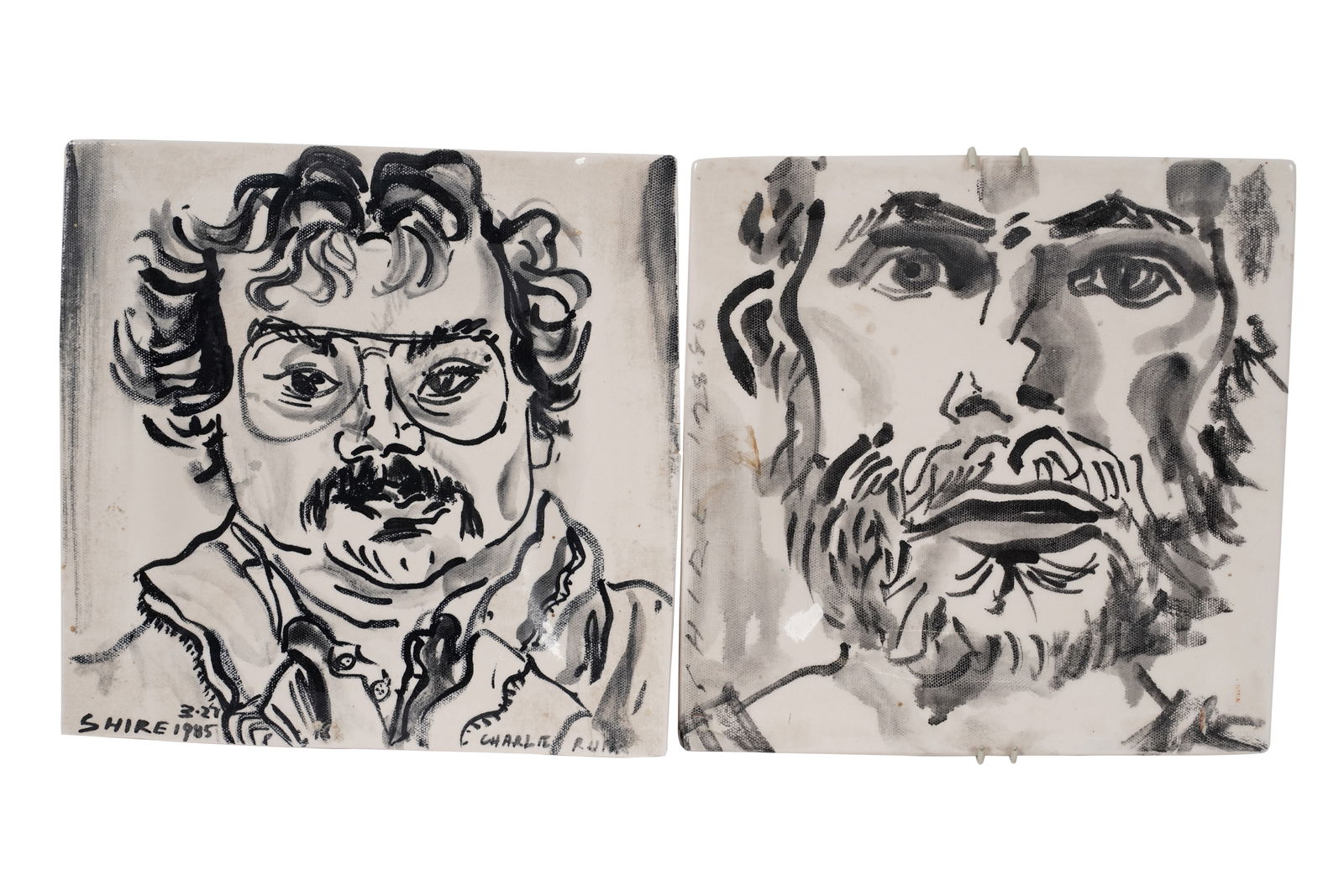 Peter Shire (B. 1947), Two Works: ceramic, 1985 and 1986; each signed and dated, each: 9 1/2 x 9 1/2 in. (24.1 x 24.1 cm.)