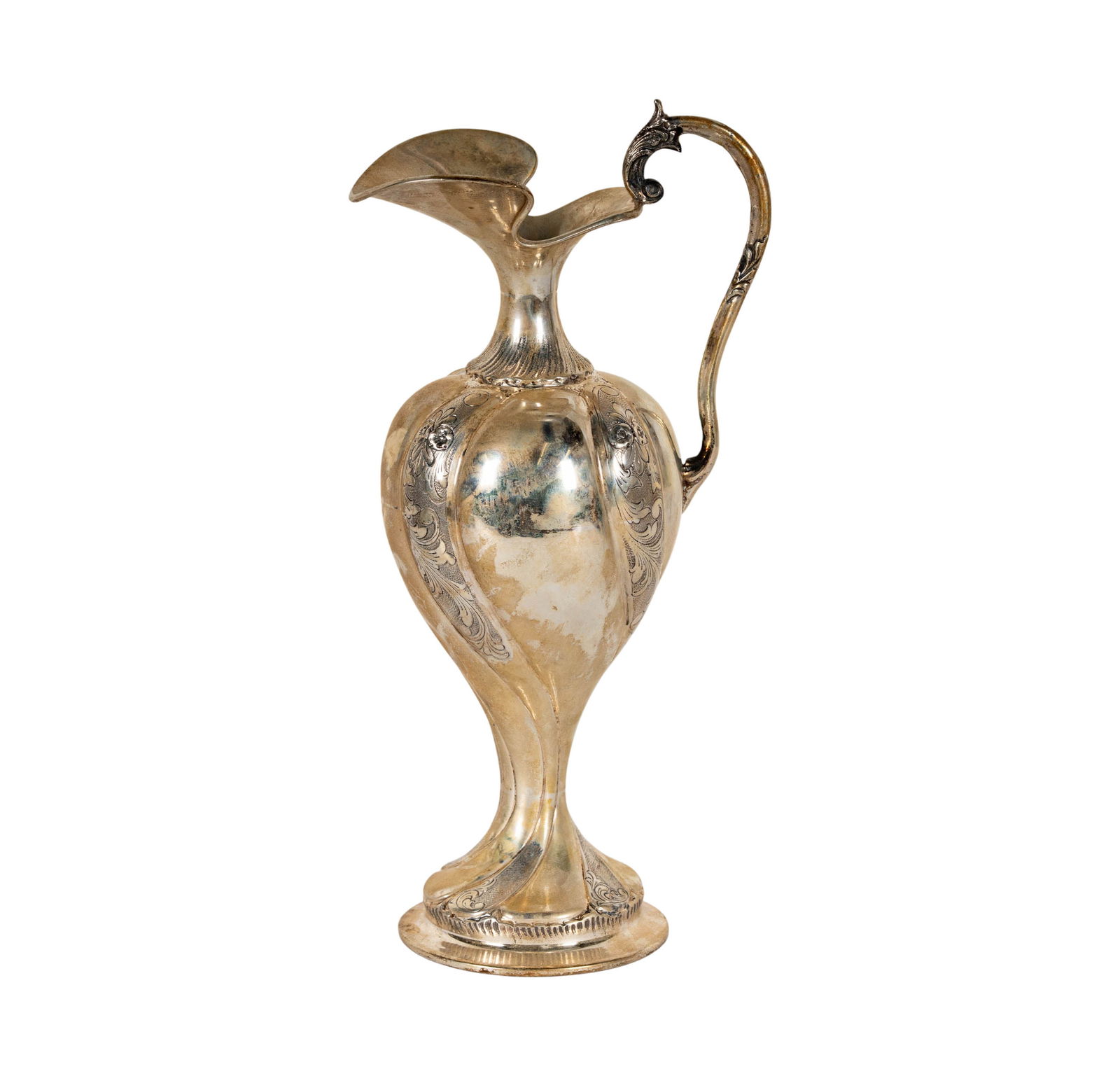 Italian .800 Silver Ewer: marked to underside "800" and with illegible Italian registration mark, Approximately 430 grams, 11 1/2 in. high