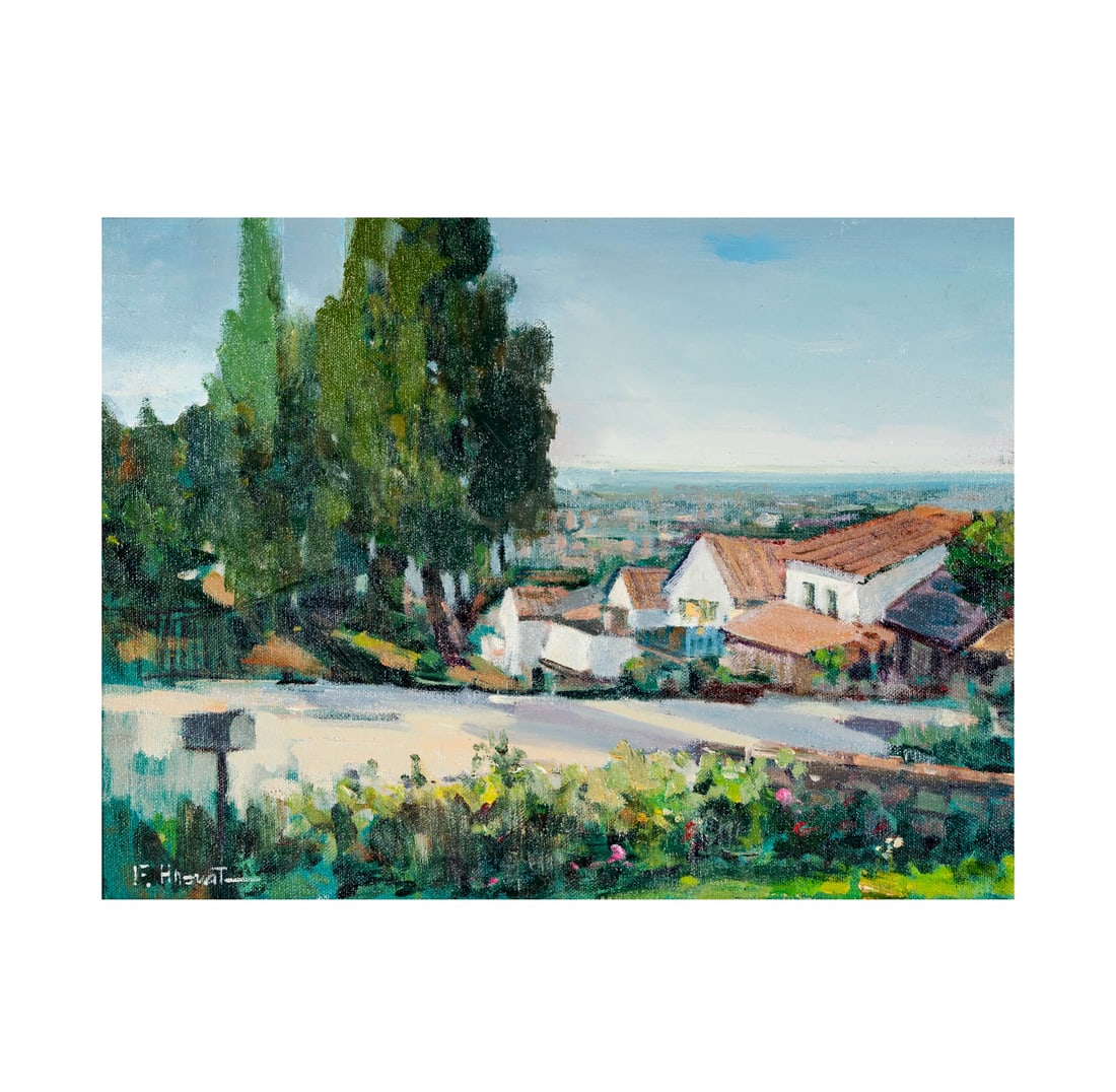 Felice Hrovat, 20th/21st century, Los Angeles Street Scene: oil on canvas signed lower left, 16 x 12 in. (40.6 x 30.5 cm.), Frame: 20 x 16 in. (50.8 x 40.6 cm.)