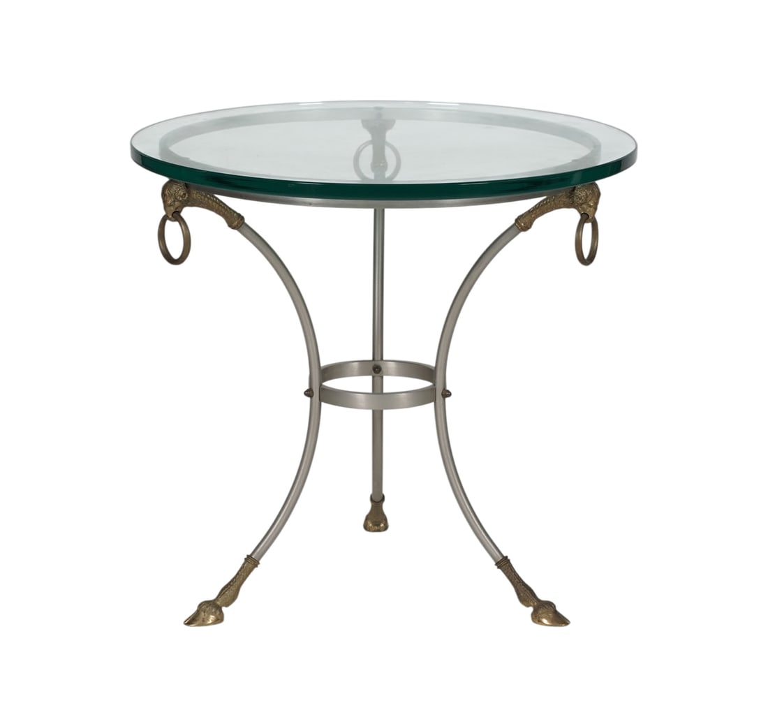 Neoclassical-Style Metal and Glass End Table (1 of 9)