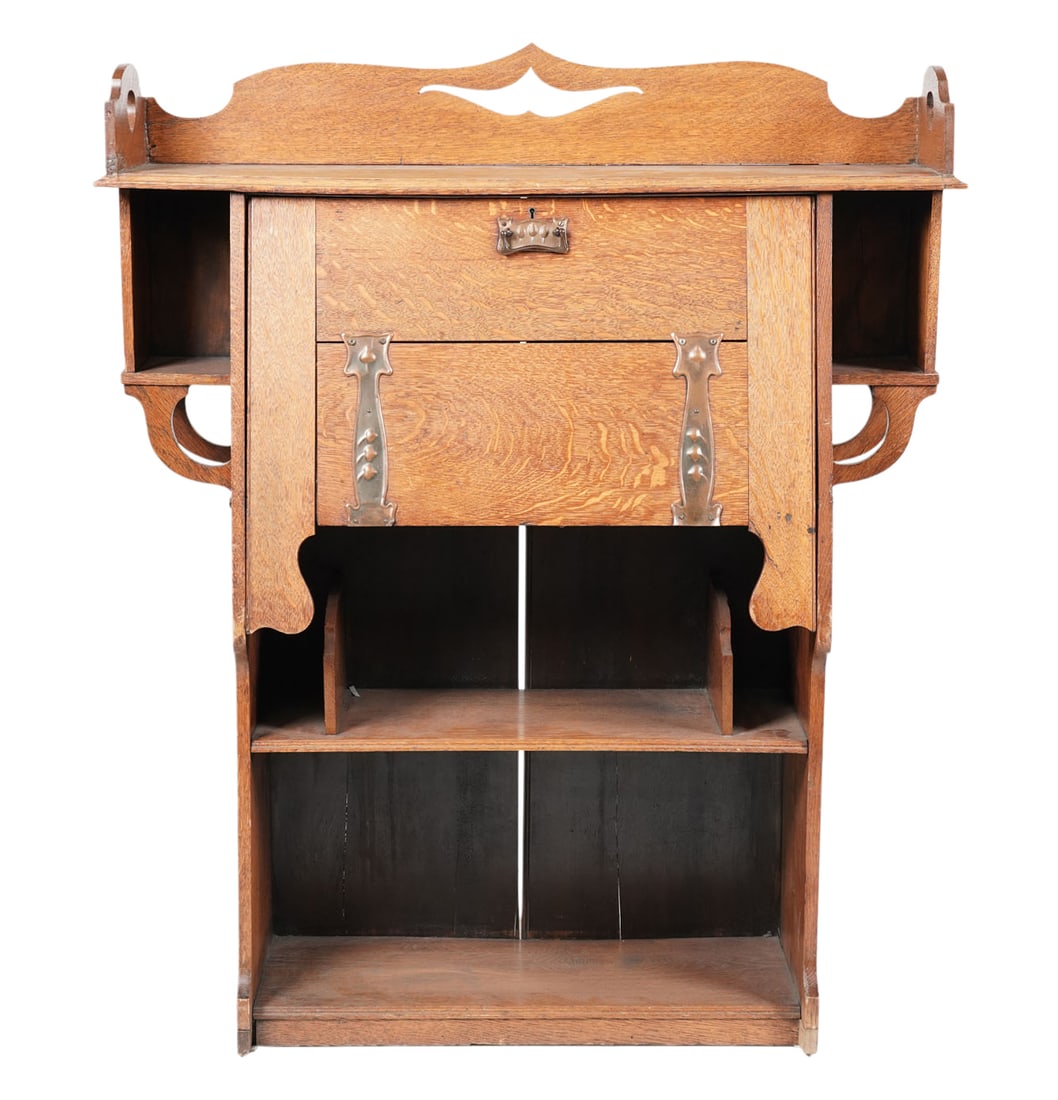 English Arts and Crafts Oak Fall Front Student's Desk (1 of 8)