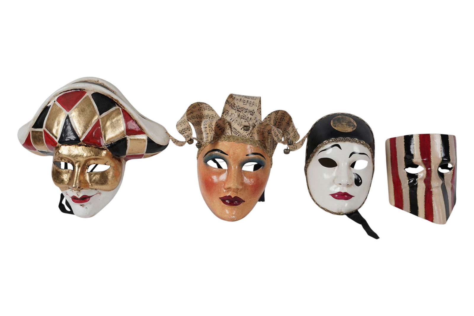 Four Italian Painted Papier Mache Masks (1 of 13)