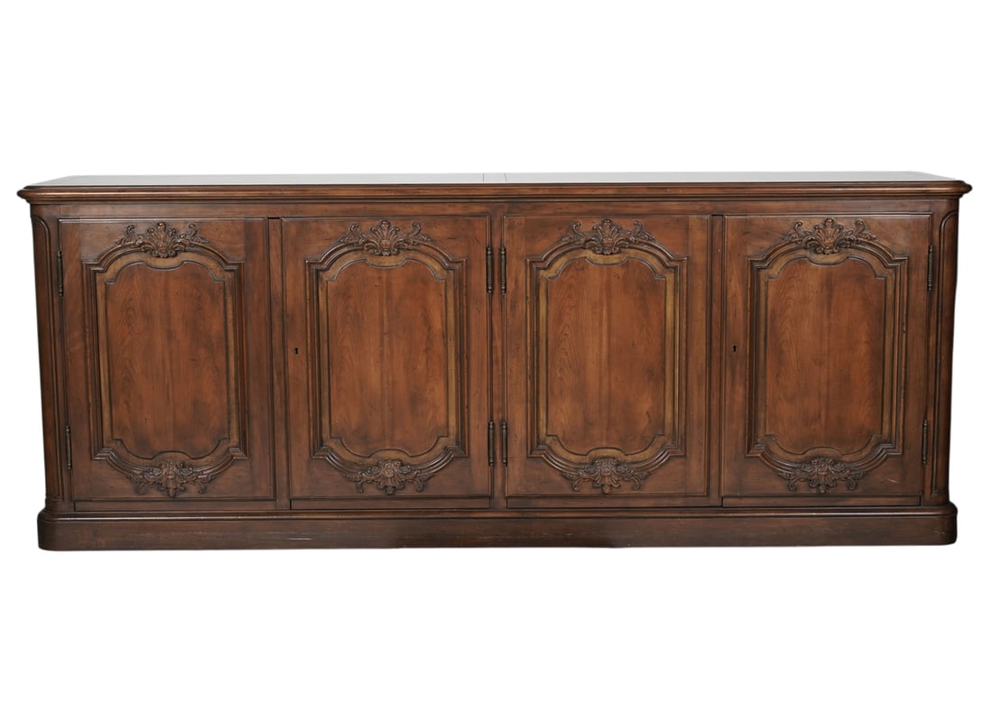 Baker Sideboard: with label, 32 x 82 x 19 in.